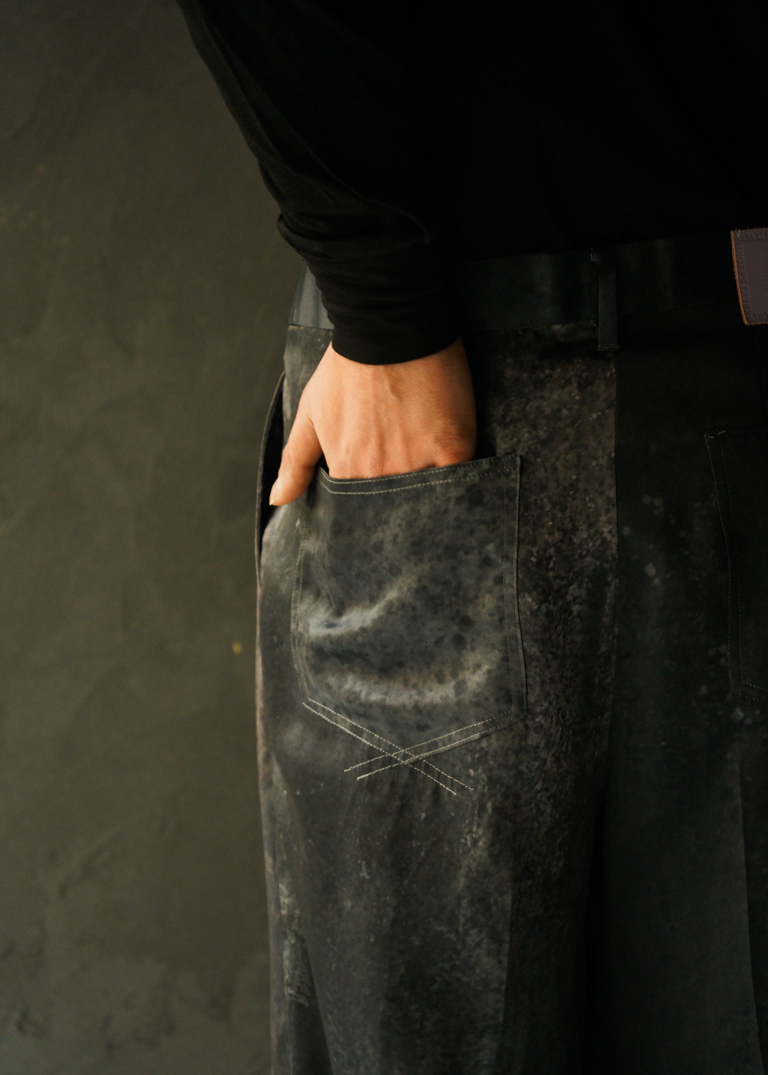 SASAKI SATORU 26SS single tuck wide trousers / Black