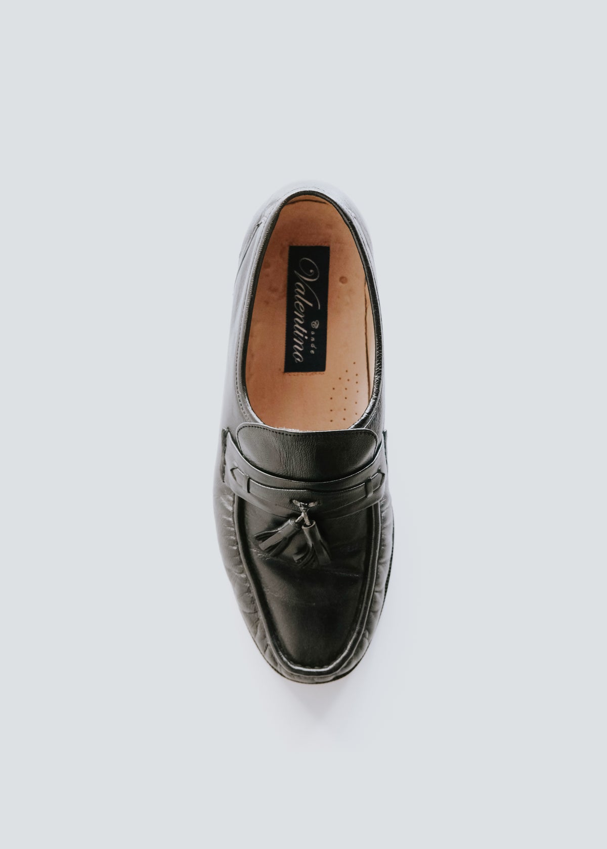 gathered leather tassel loafer
