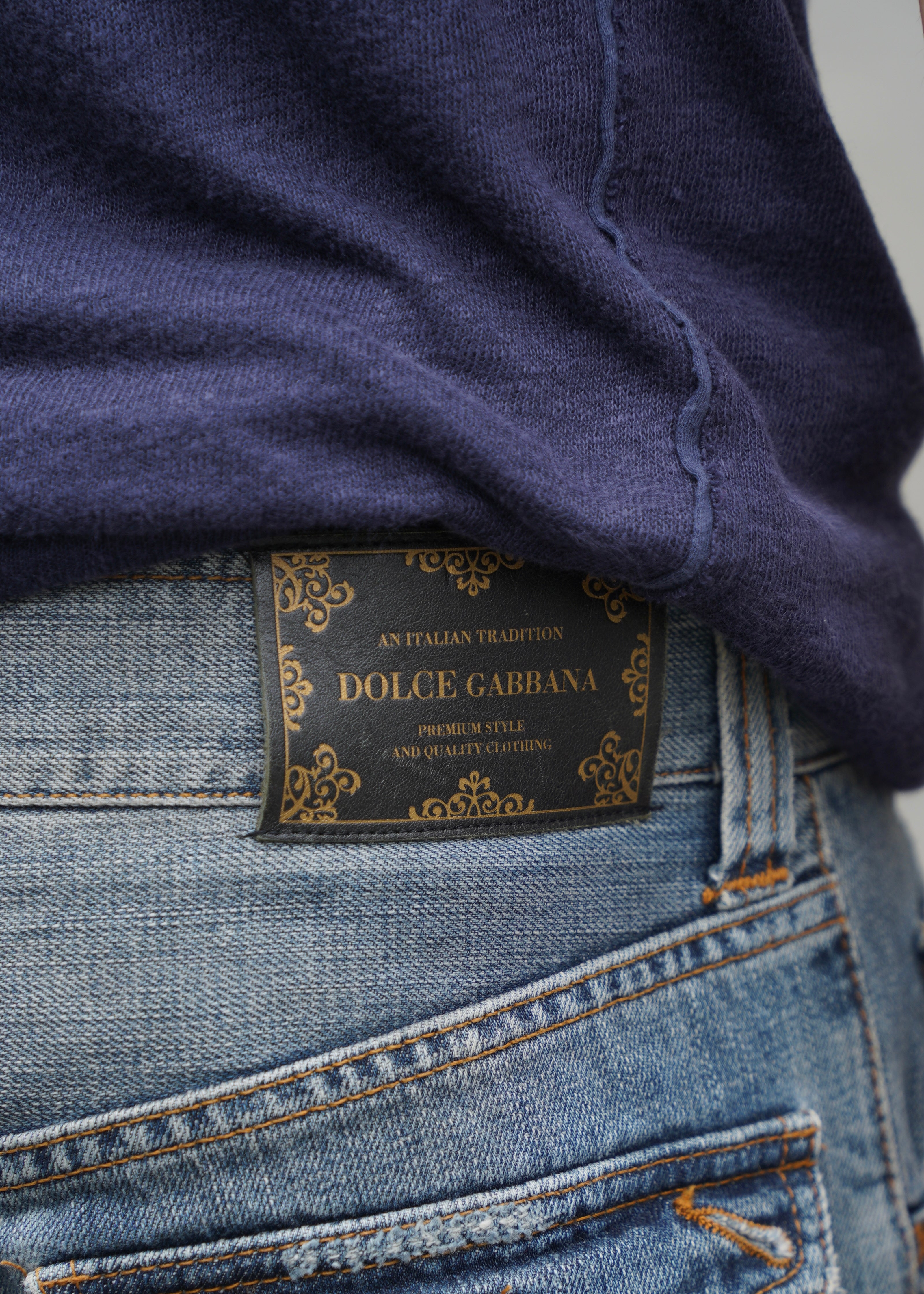 00’s Dolce&Gabbana damage straight denim pant