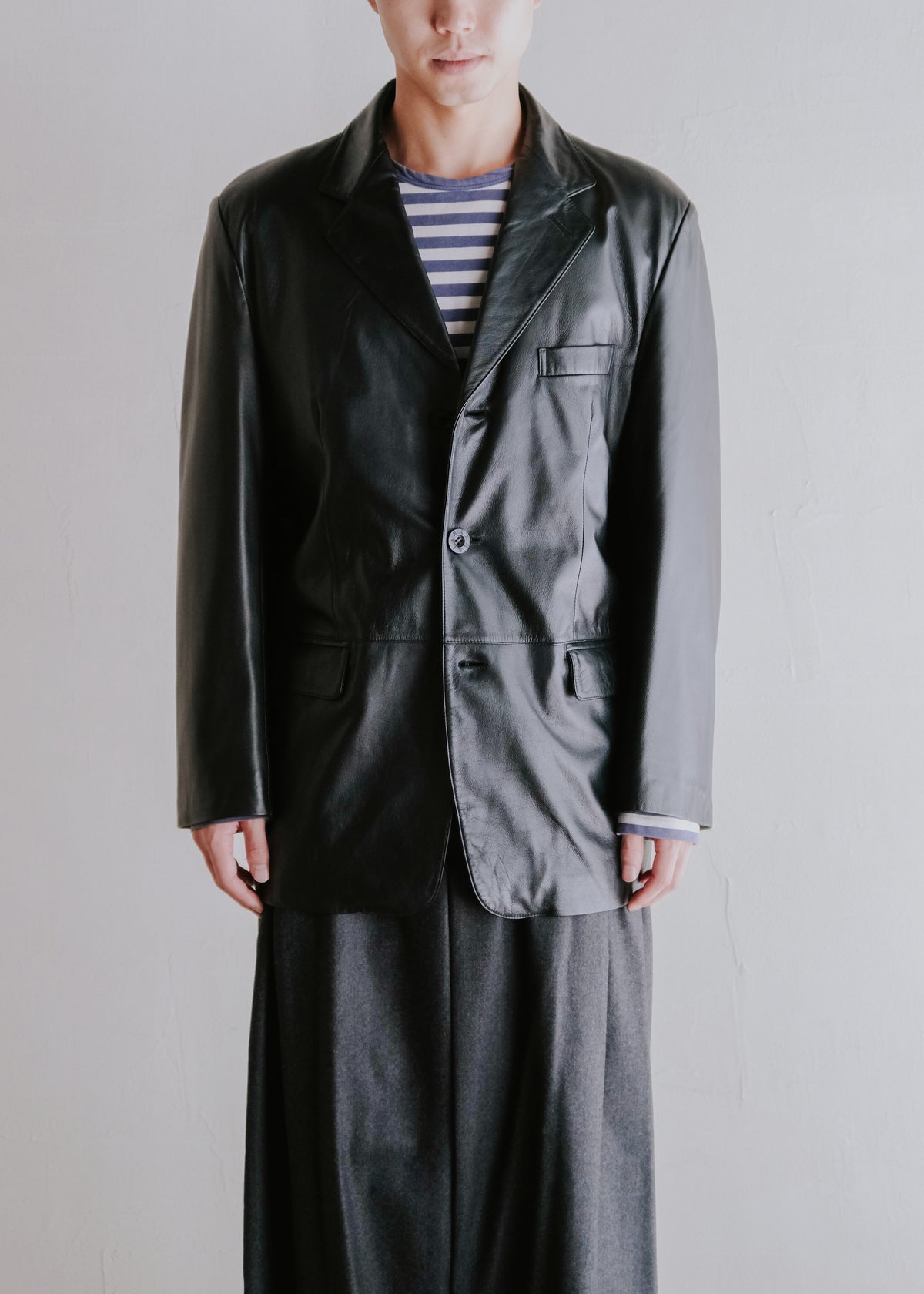 BALMAIN PARIS lamb leather 3B tailored jacket