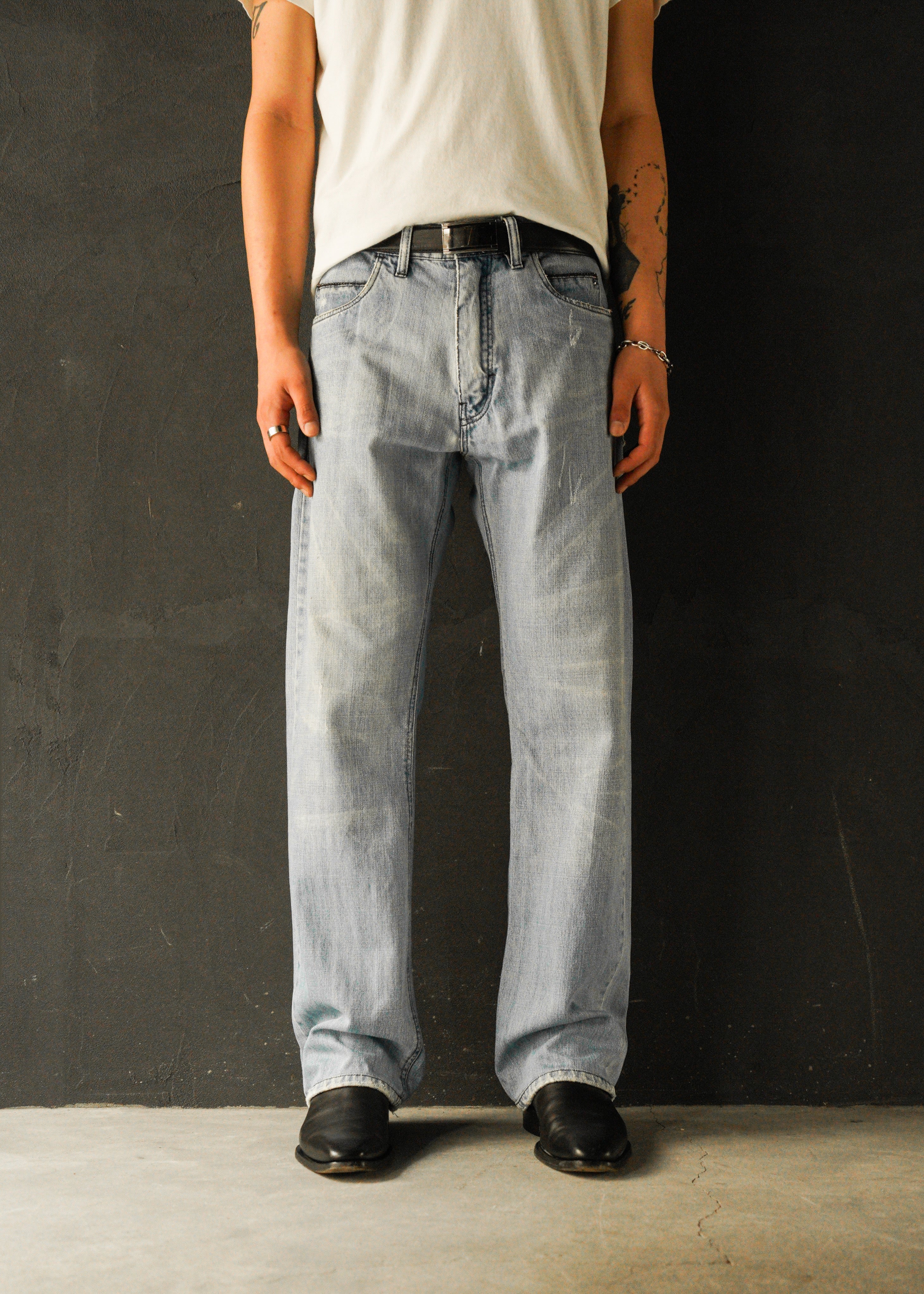 00-10’s BOTTEGA VENETA Intrecciato piping straight jeans