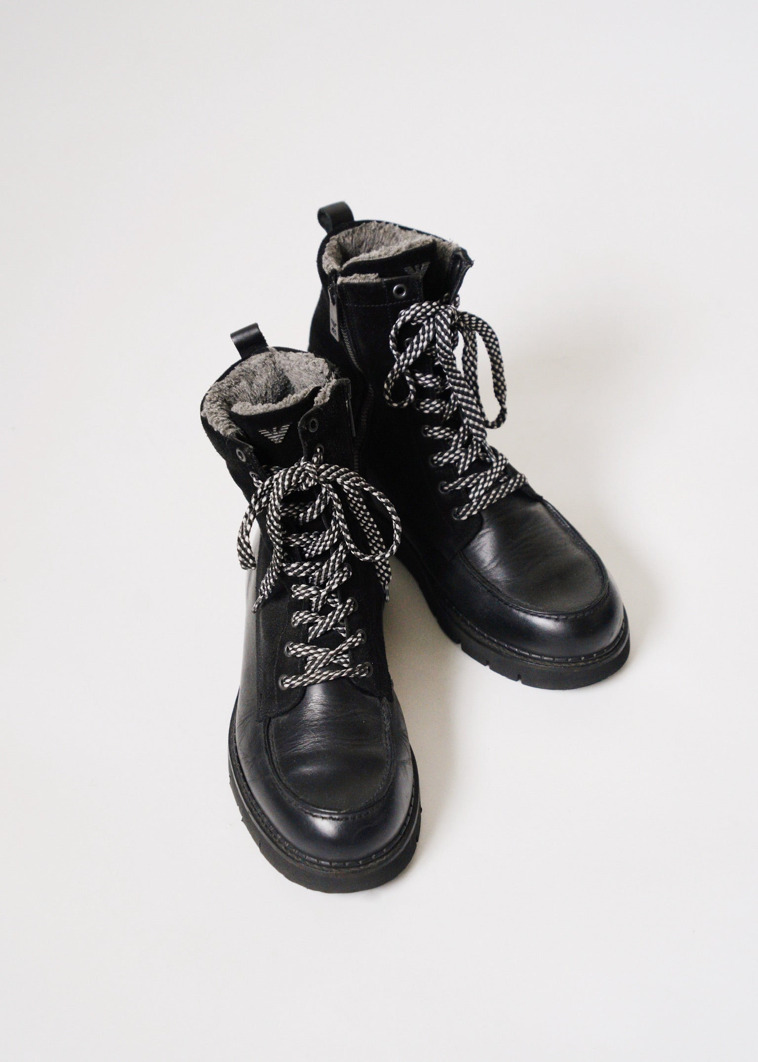 00’s ARMANI JEANS side zip switching leather boots