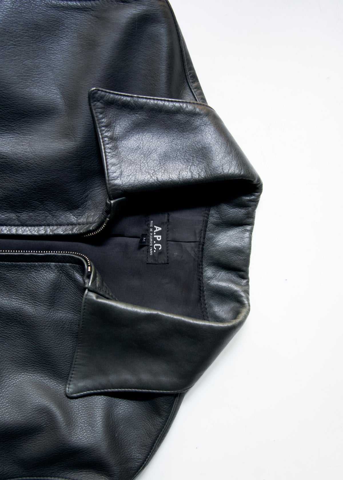 90-00’s A.P.C. zip up cow leather jacket
