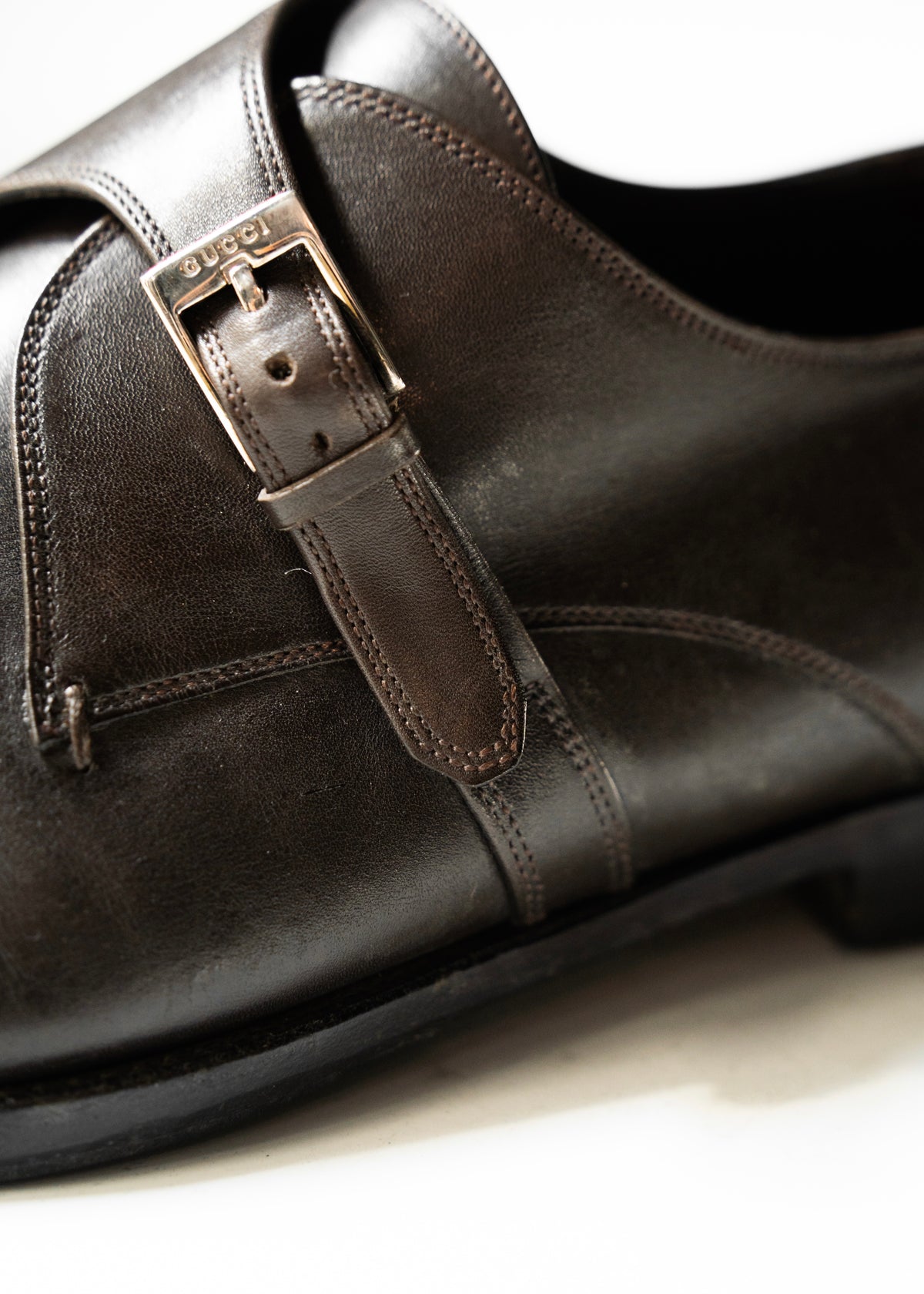 90’s GUCCI single monk square toe boot