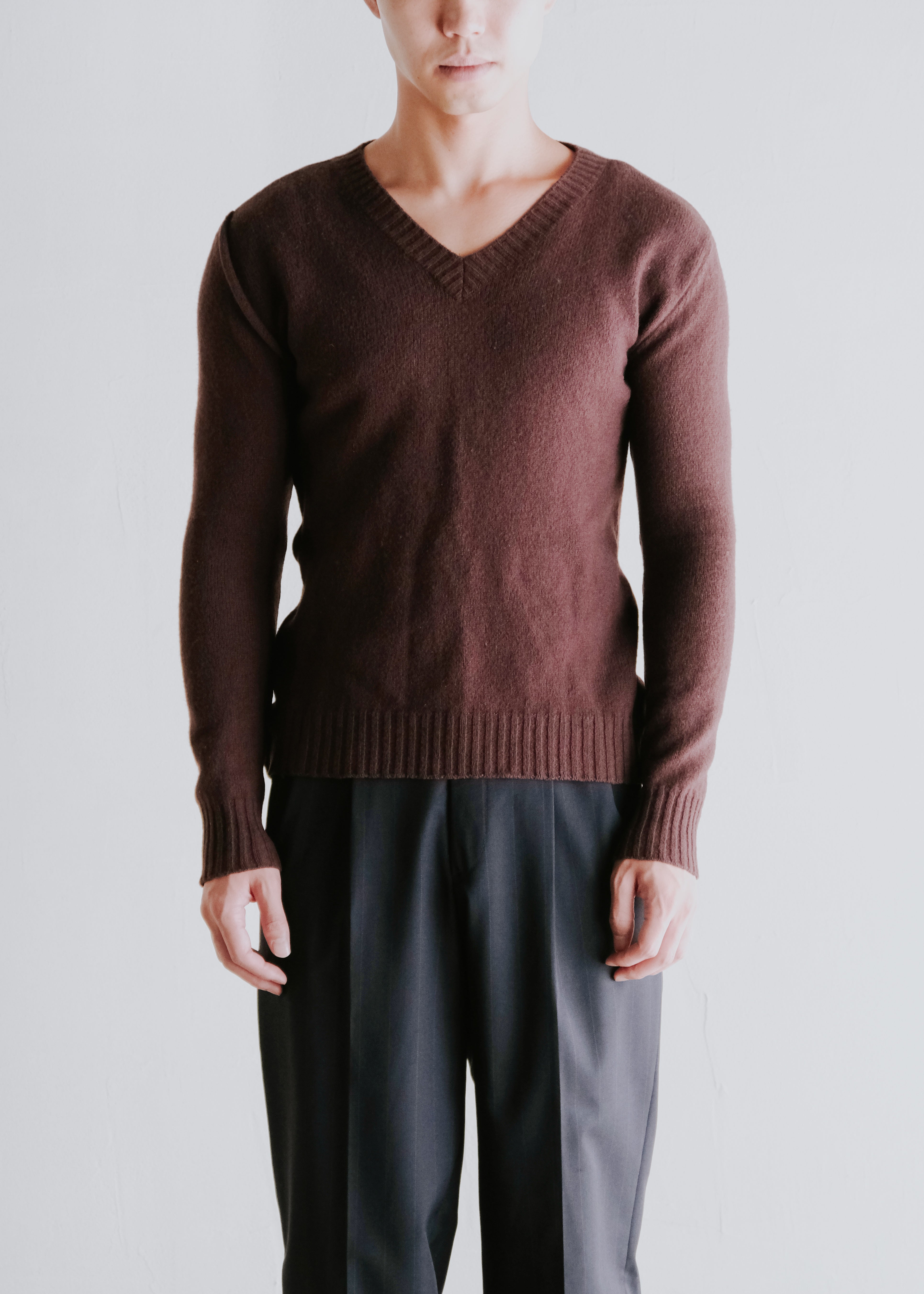90-00's DRIES VAN NOTEN cropped v neck wool knit