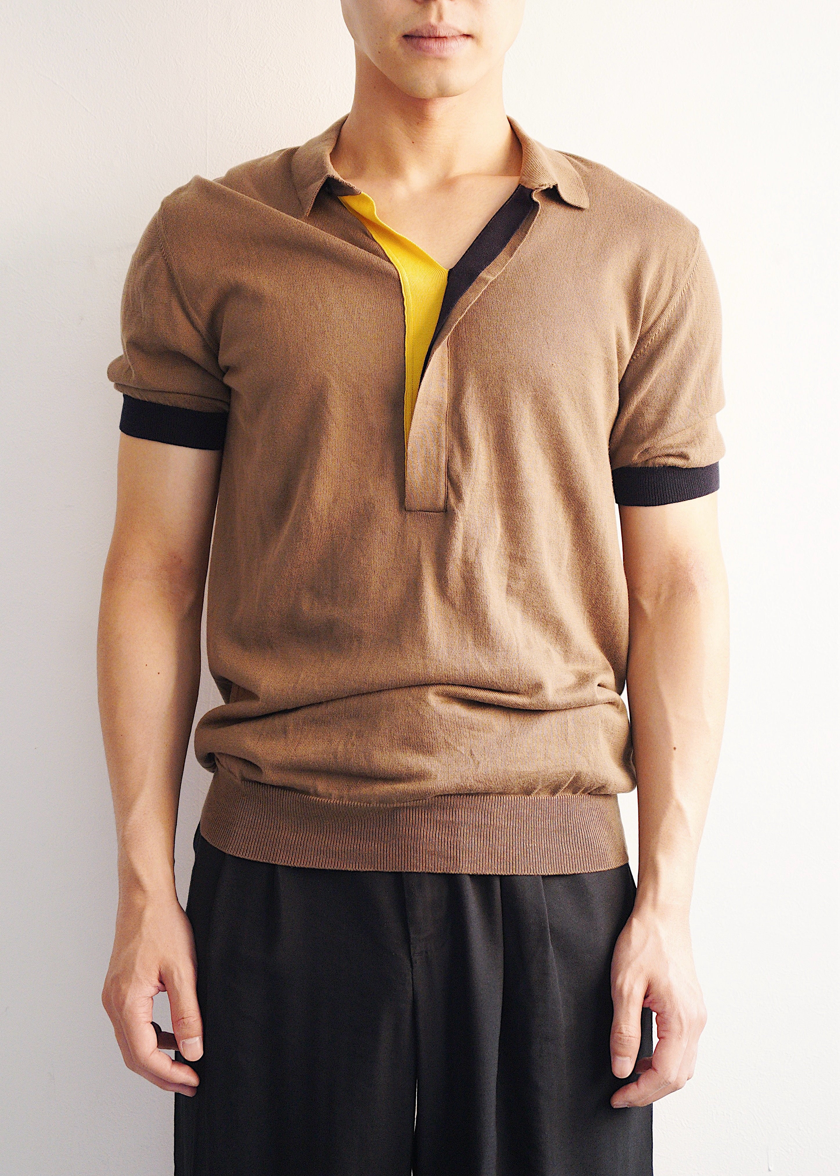 JIL SANDER 09SS by Raf Simons bi-color knit polo
