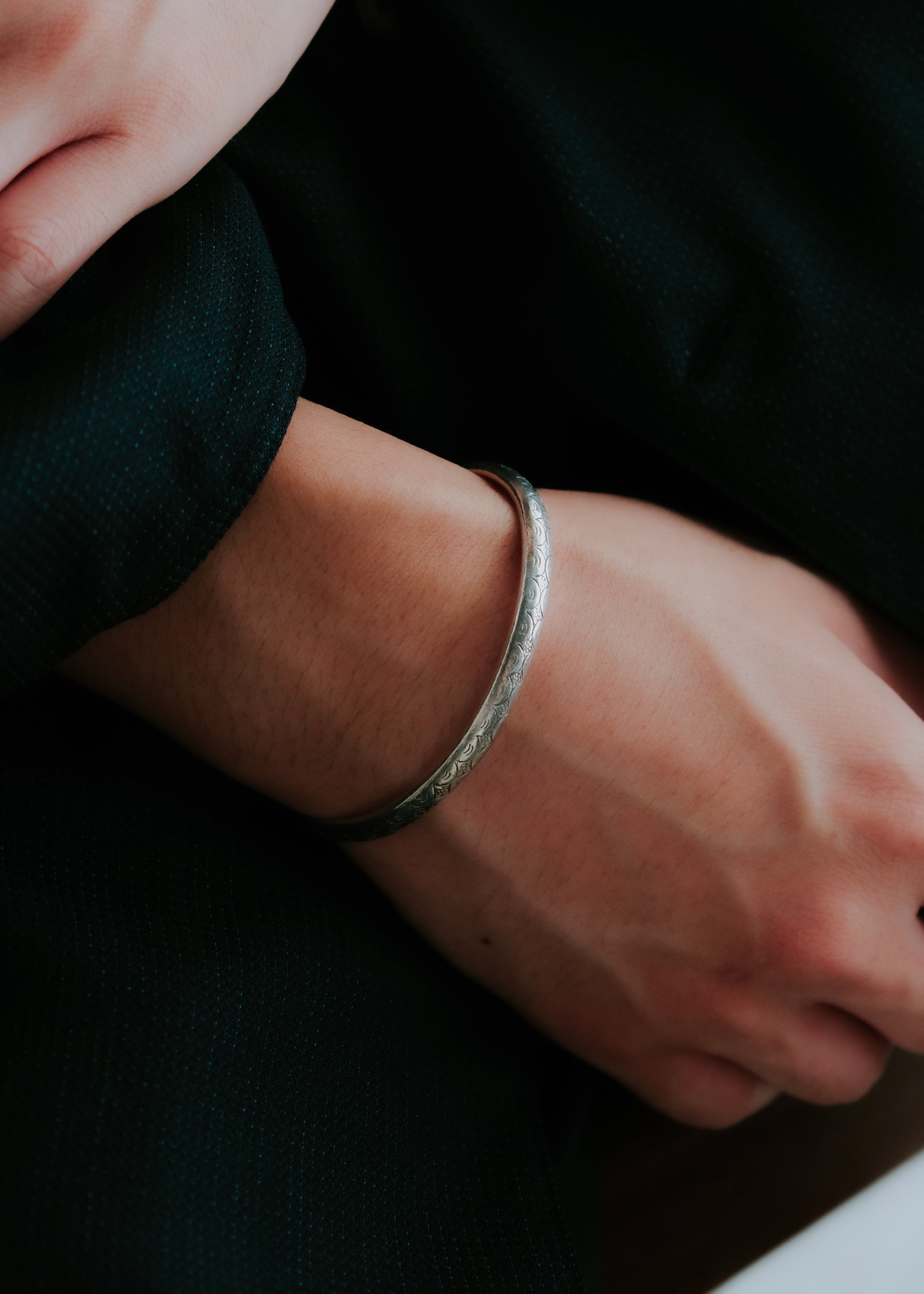 Karen silver tribal engraving bangle