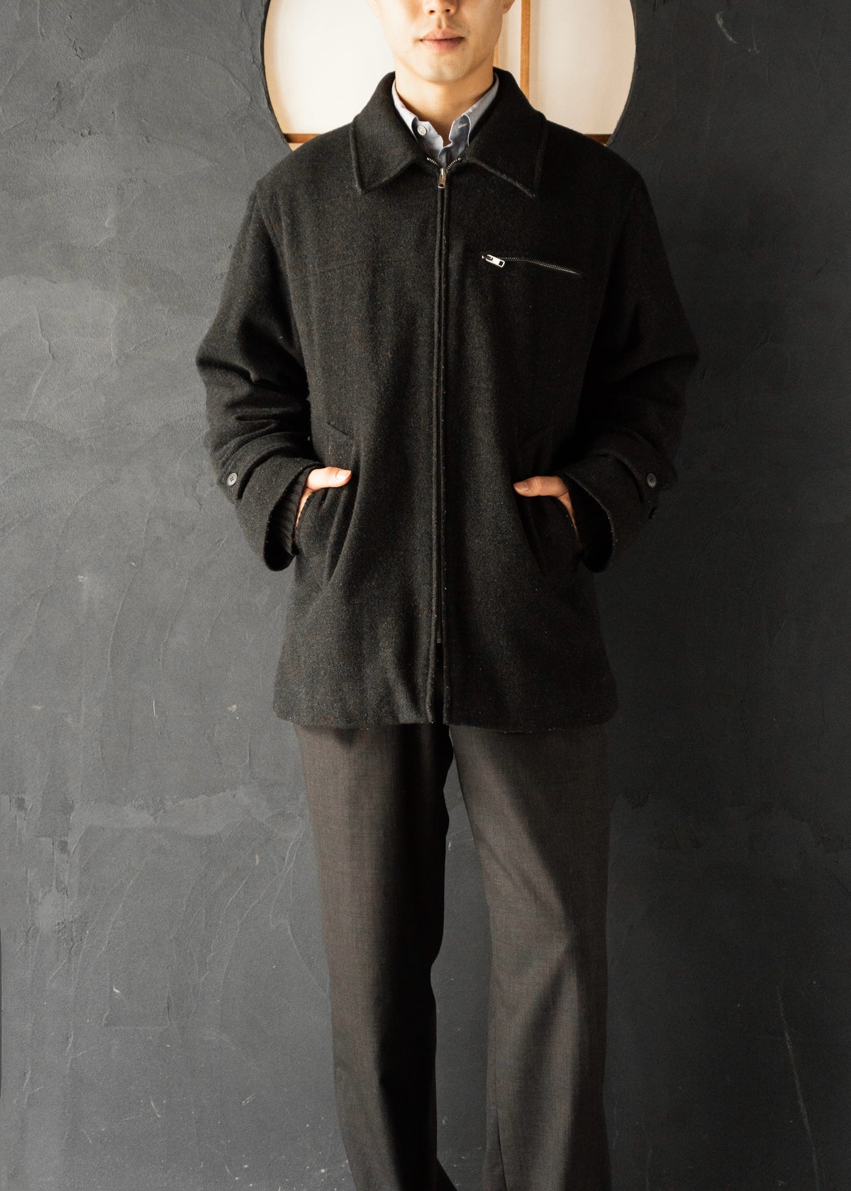 90's agnes b. homme zip up wool blouson