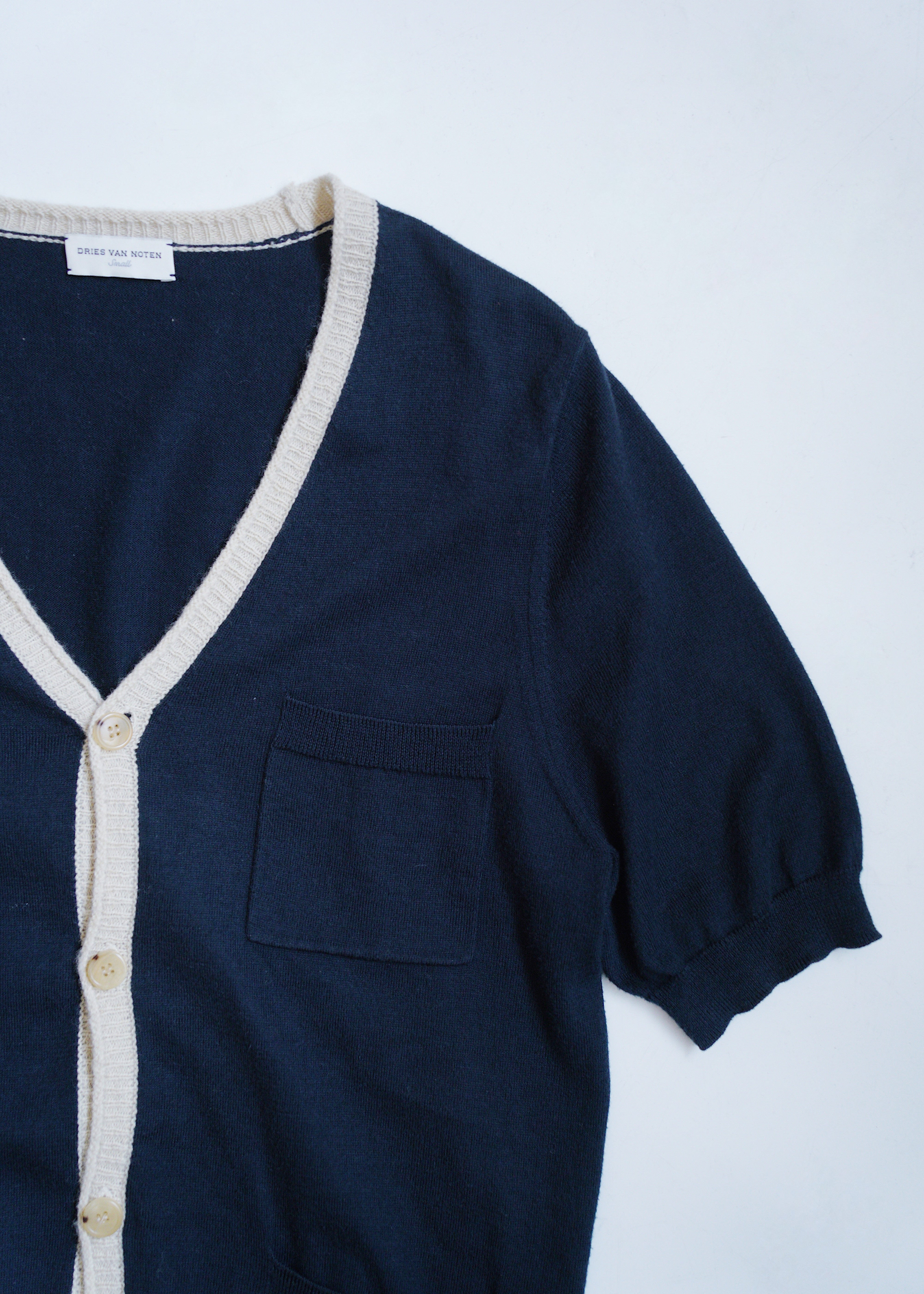 10's DRIES VAN NOTEN short sleeve cotton knit cardigan