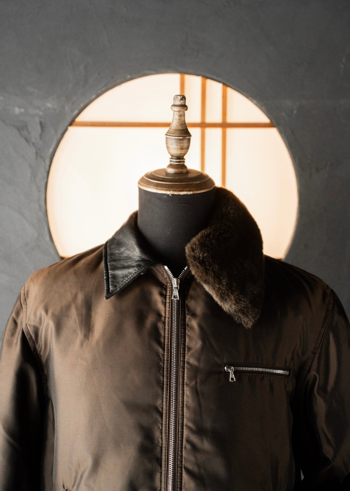 90's COMME CA DU MODE MEN leather detachable collar zip up jacket