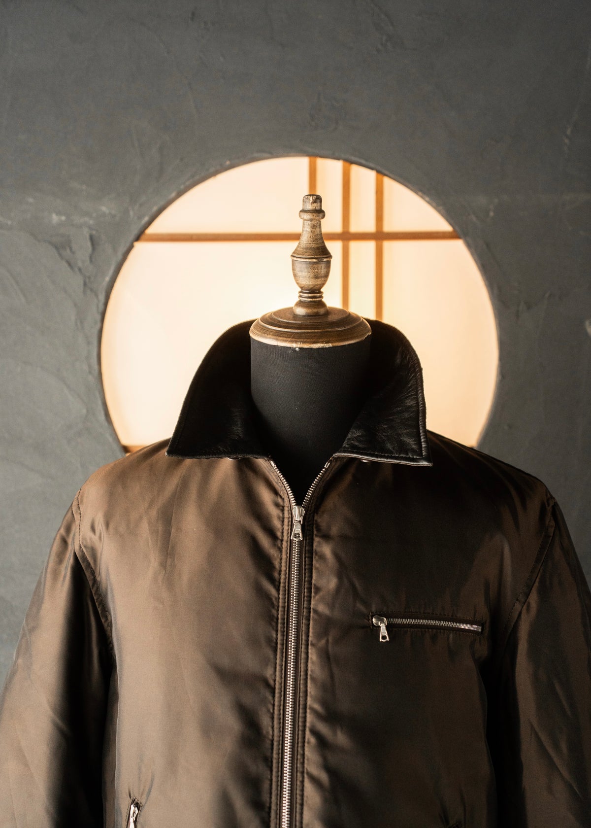 90's COMME CA DU MODE MEN leather detachable collar zip up jacket