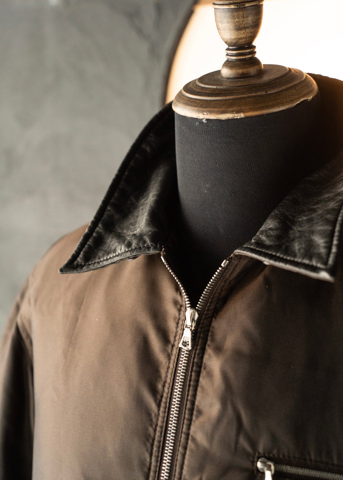 90's COMME CA DU MODE MEN leather detachable collar zip up jacket