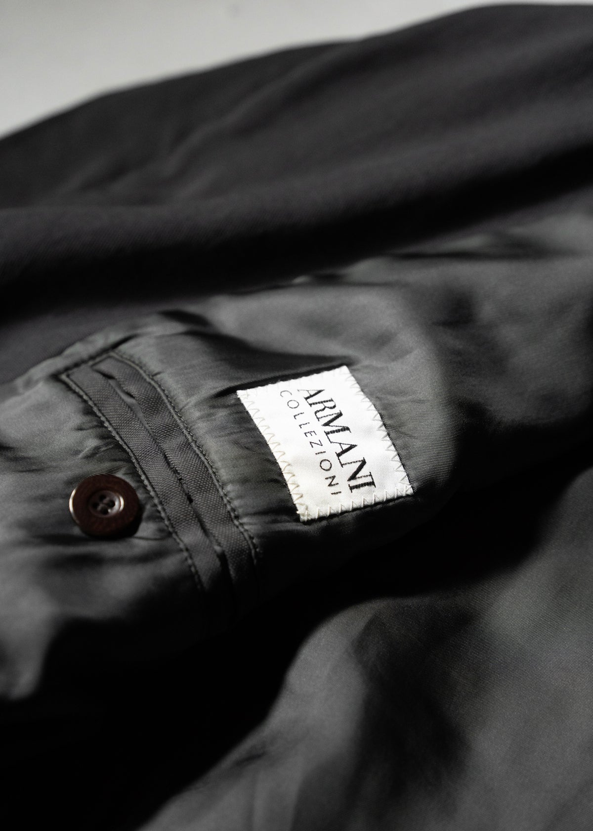 ARMANI COLLETIONI leather stand collar zip up coat