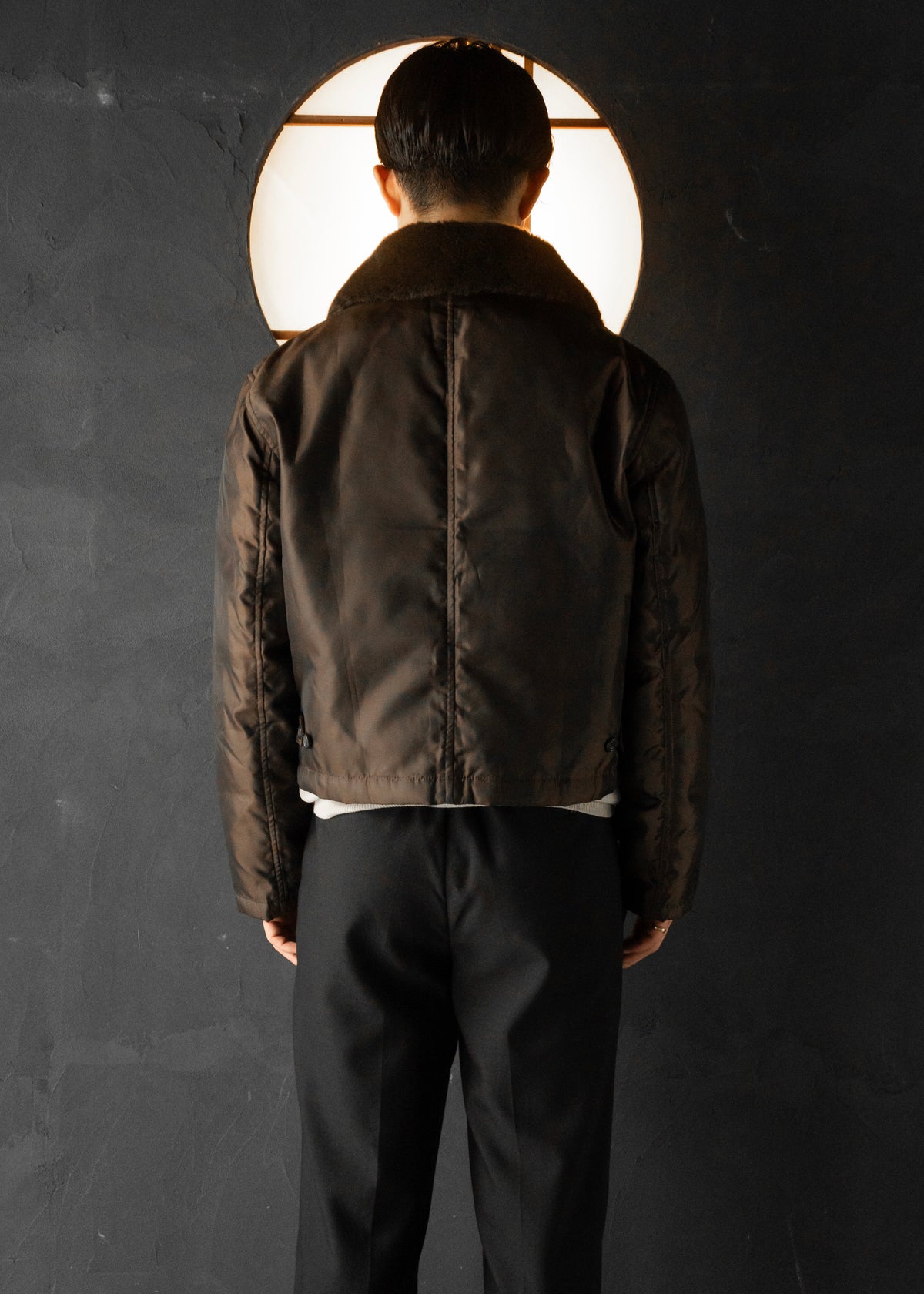90's COMME CA DU MODE MEN leather detachable collar zip up jacket