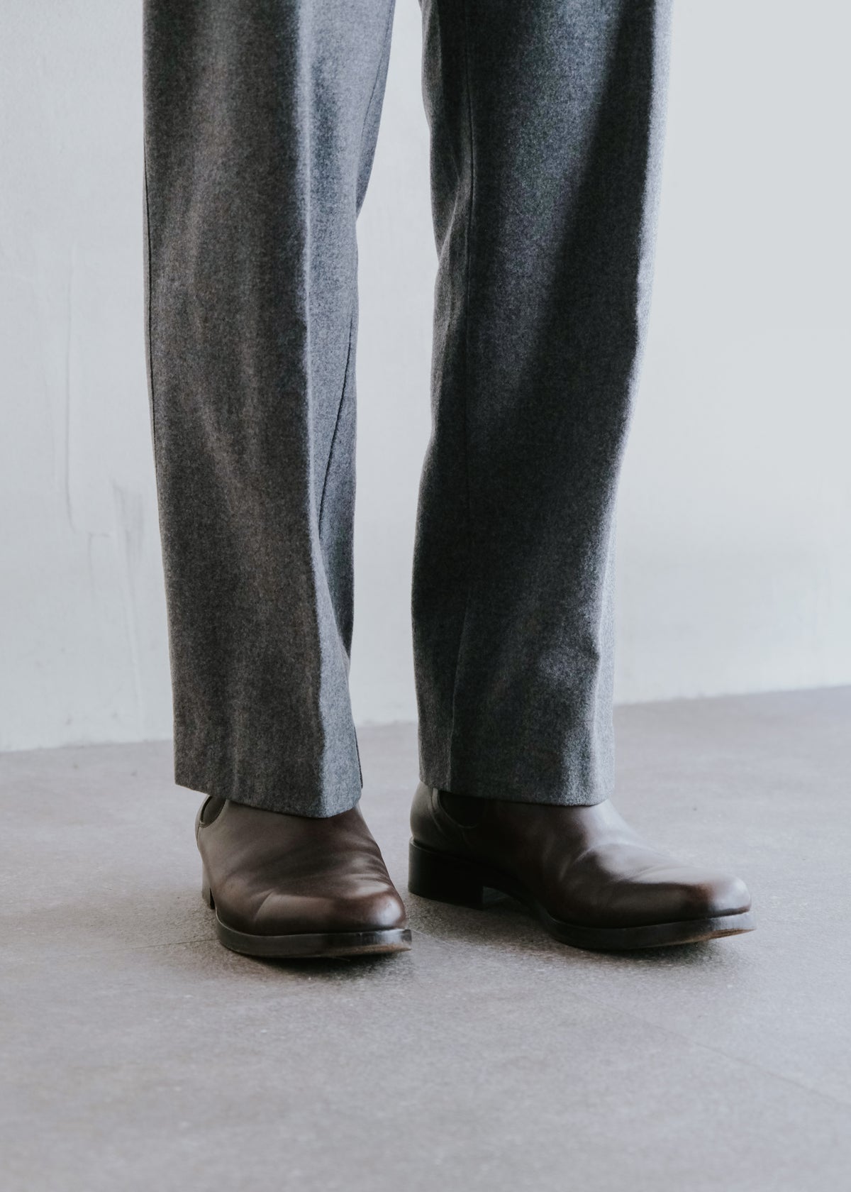 90-00's GIORGIO ARMANI square toe side gore leather boots