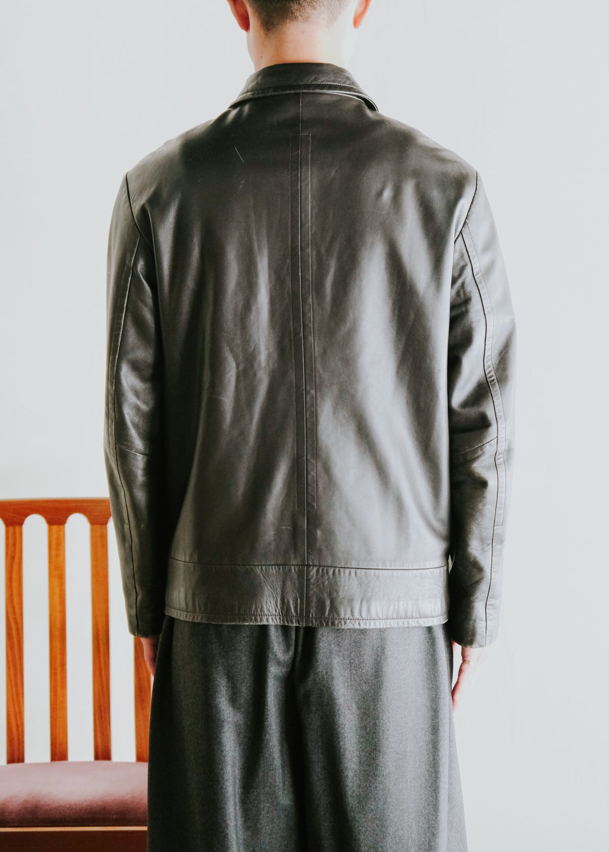 00's BOSS HUGO BOSS fly front lamb leather jacket