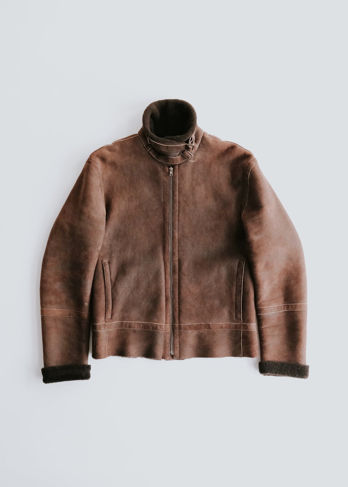 00's JIL SANDER boa collar leather blouson