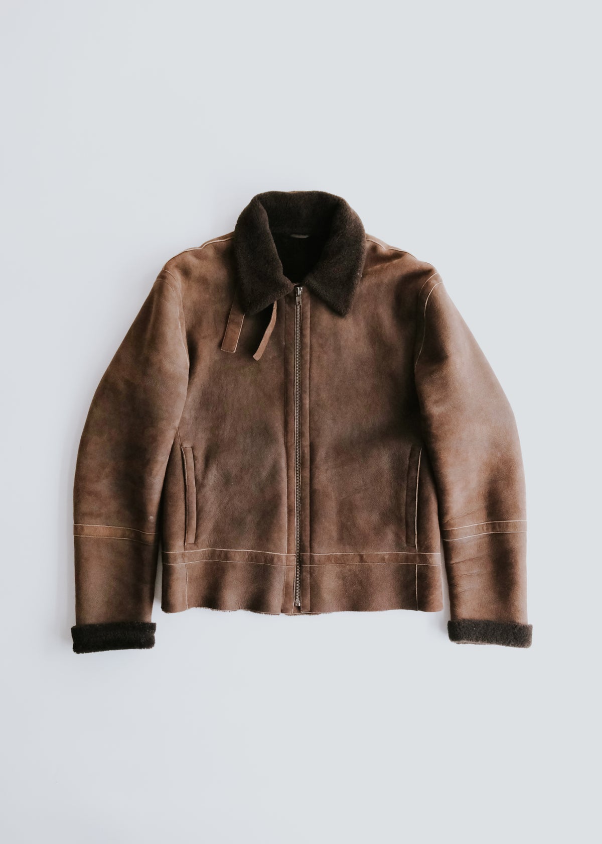 00's JIL SANDER boa collar leather blouson