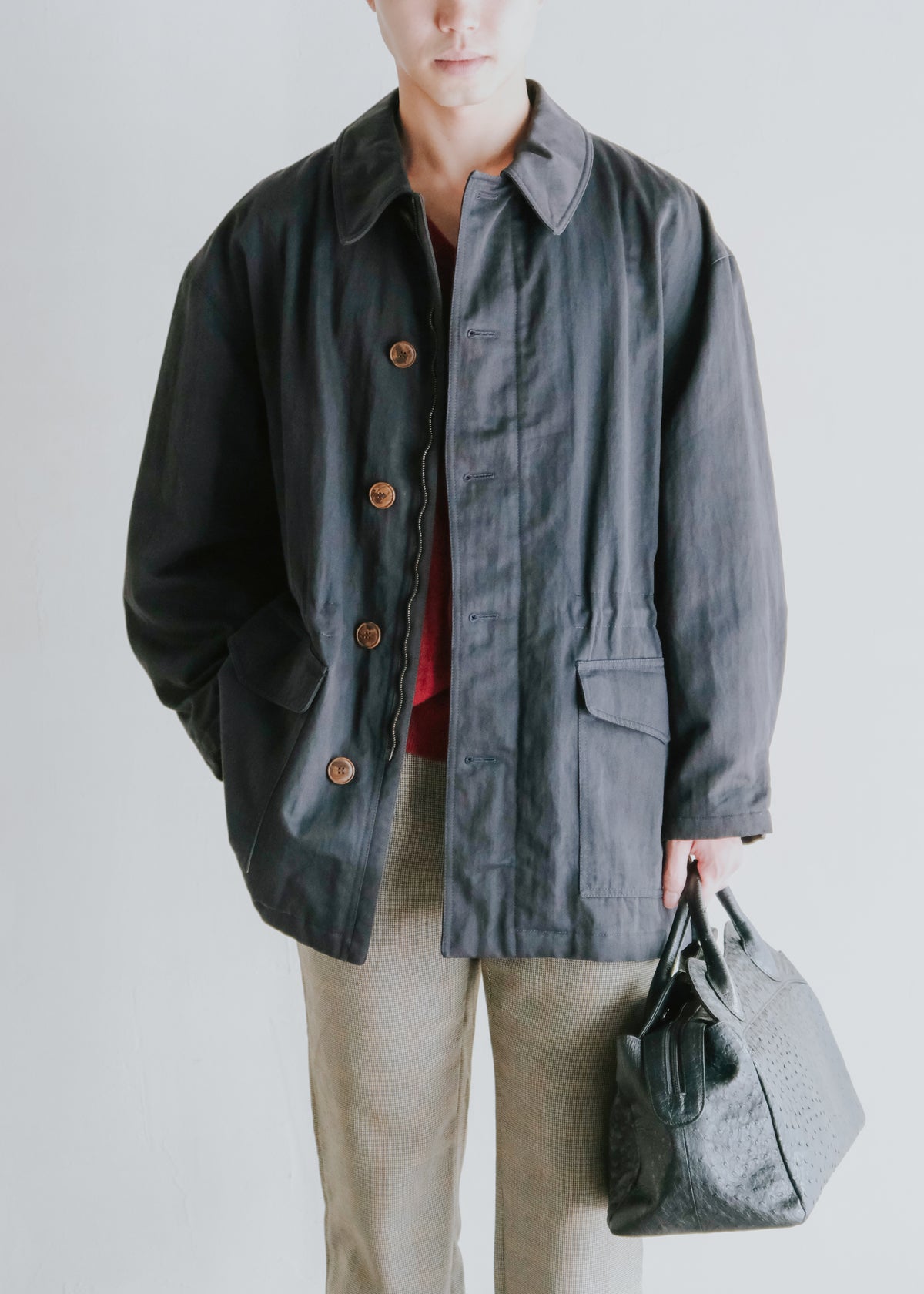 80-90's GIORGIO ARMANI drawcord waist half coat