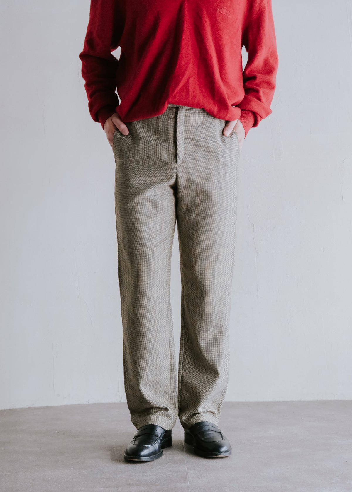 90-00's CHRISTPHE LEMAIRE micro houndstooth check wool silk trousers