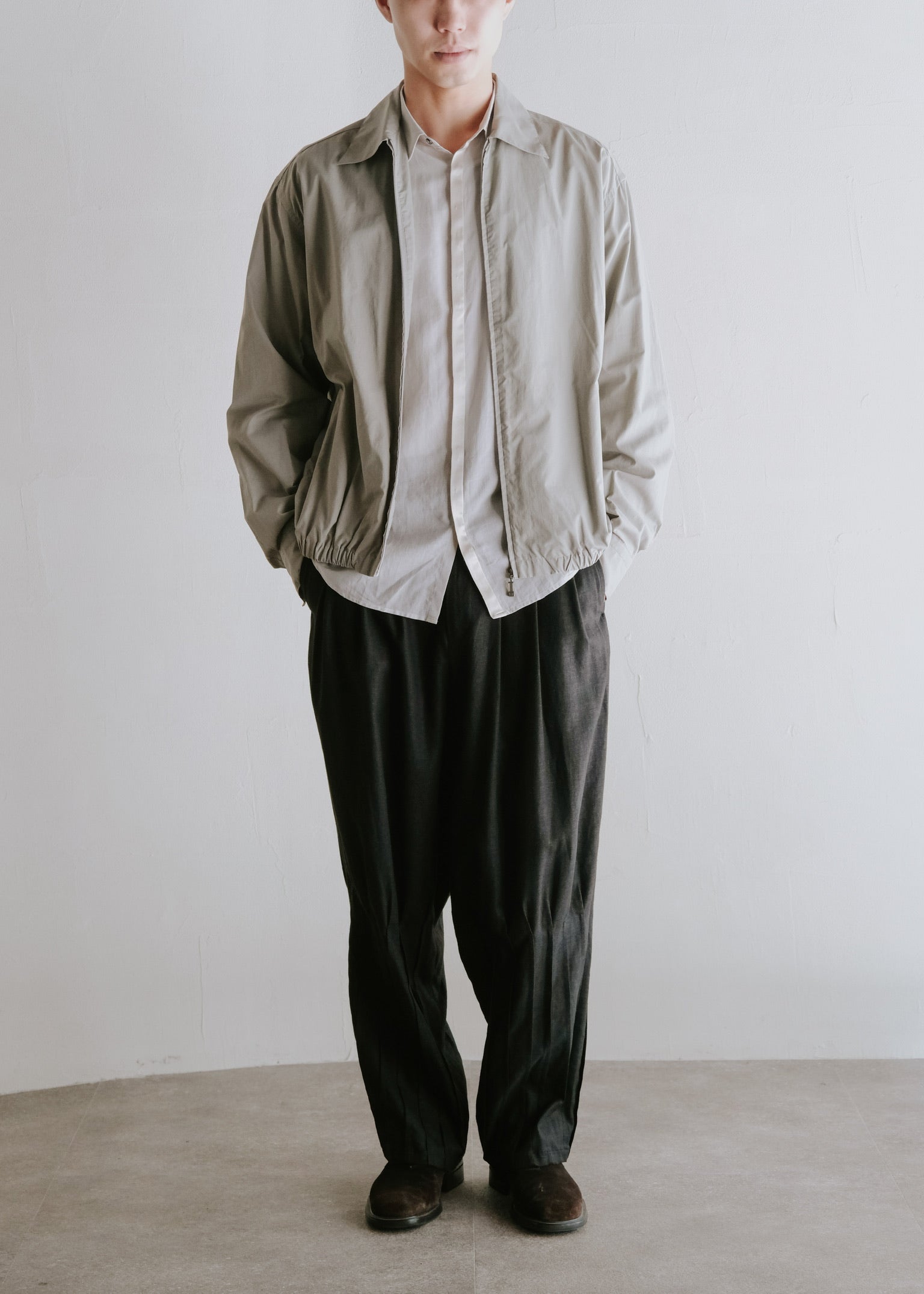00's CoSTUME NATIONAL HOMME silk fly front cotton short point collar shirt