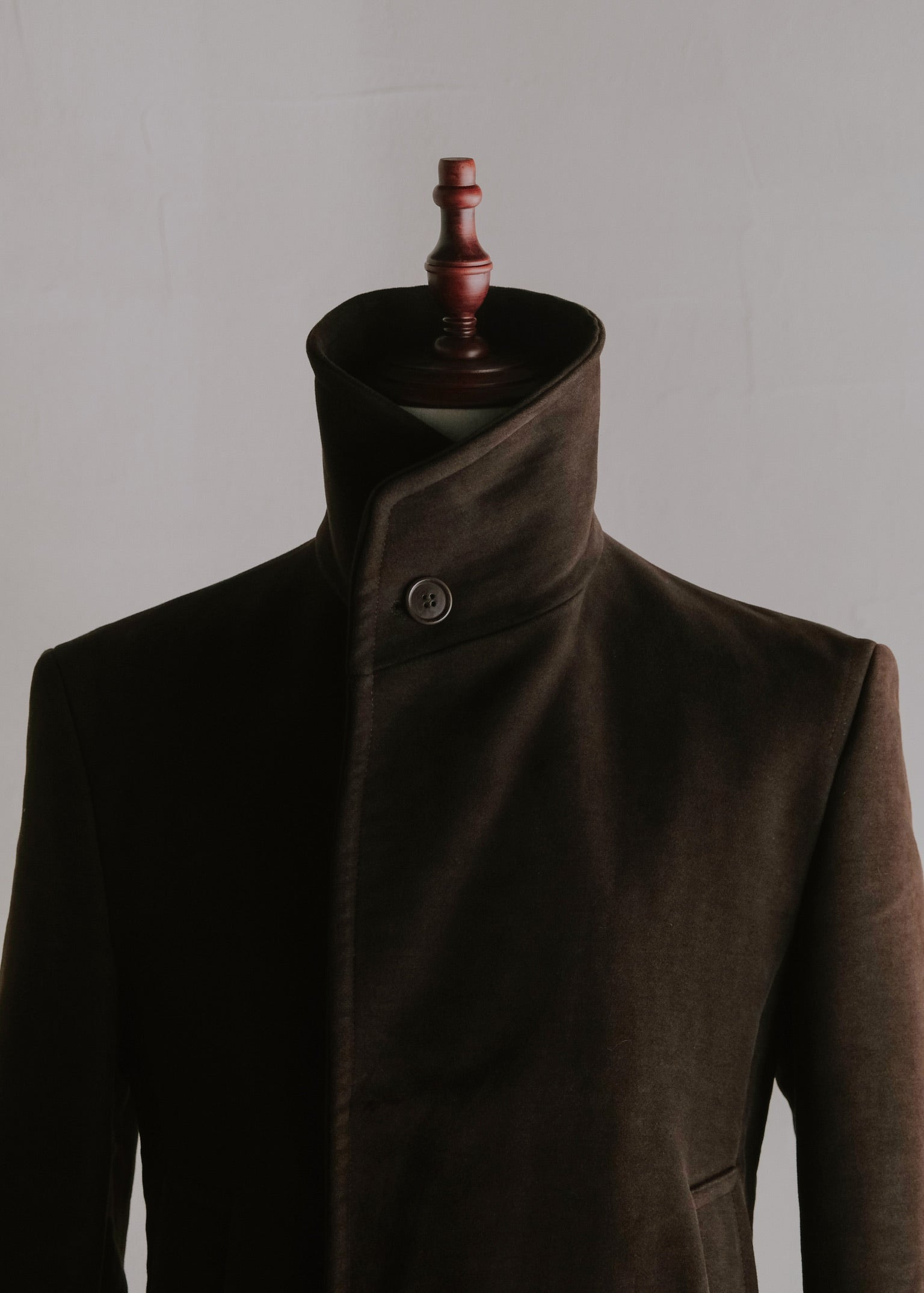 90's CoSTUME NATIONAL HOMME stand collar fly front moleskin pea coat