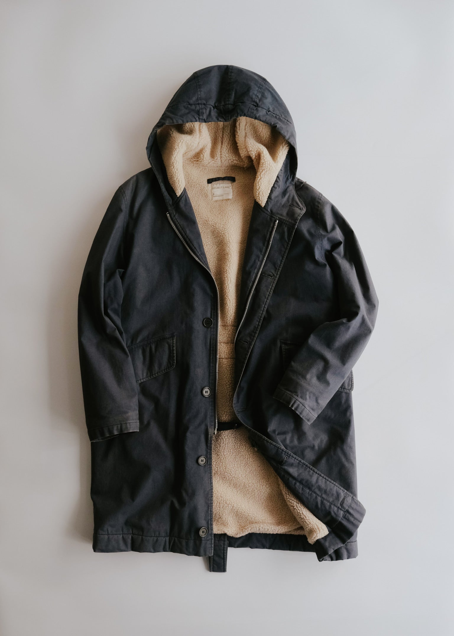 HELMUT LANG JEANS 1998 boa hooded mods coat