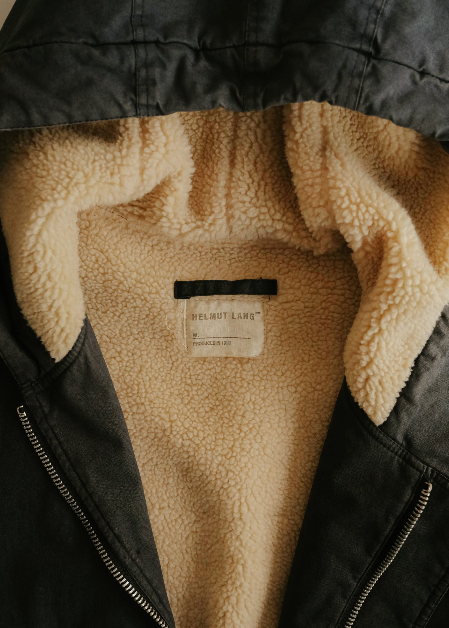 HELMUT LANG JEANS 1998 boa hooded mods coat
