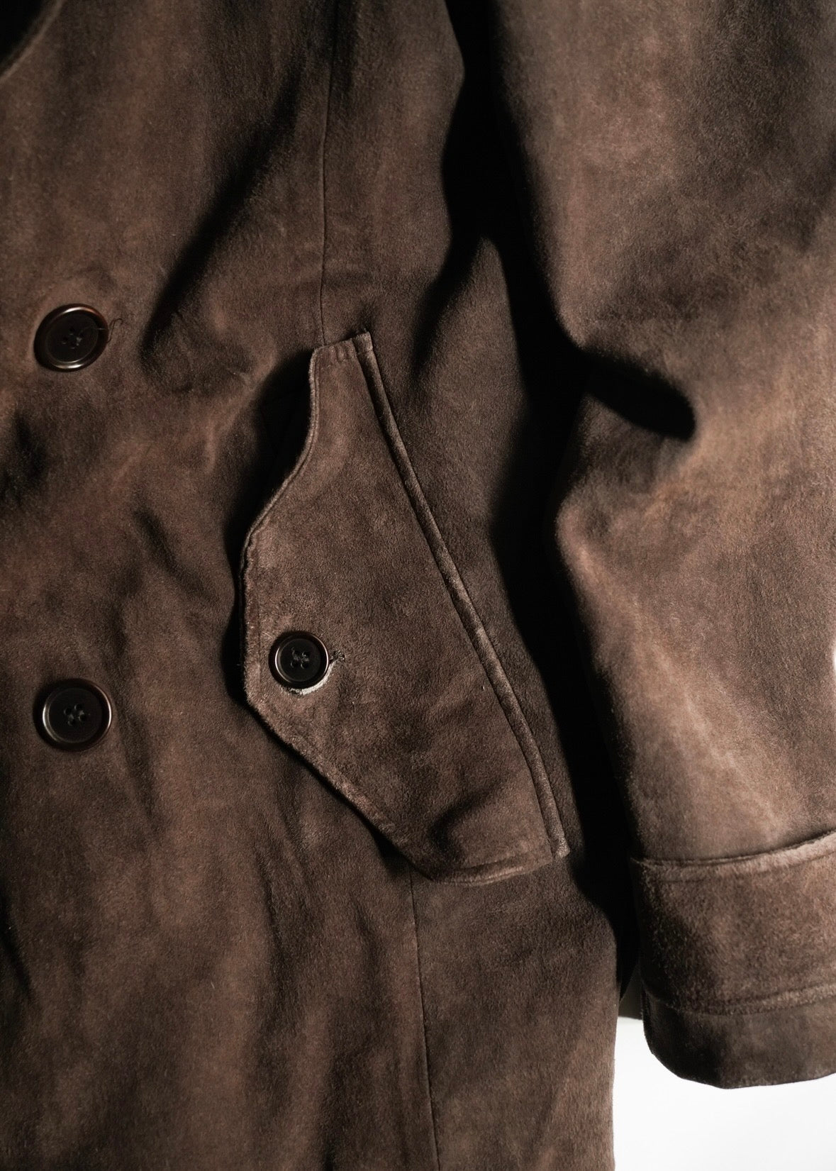 HELMUT LANG 05AW suede double breasted belted coat