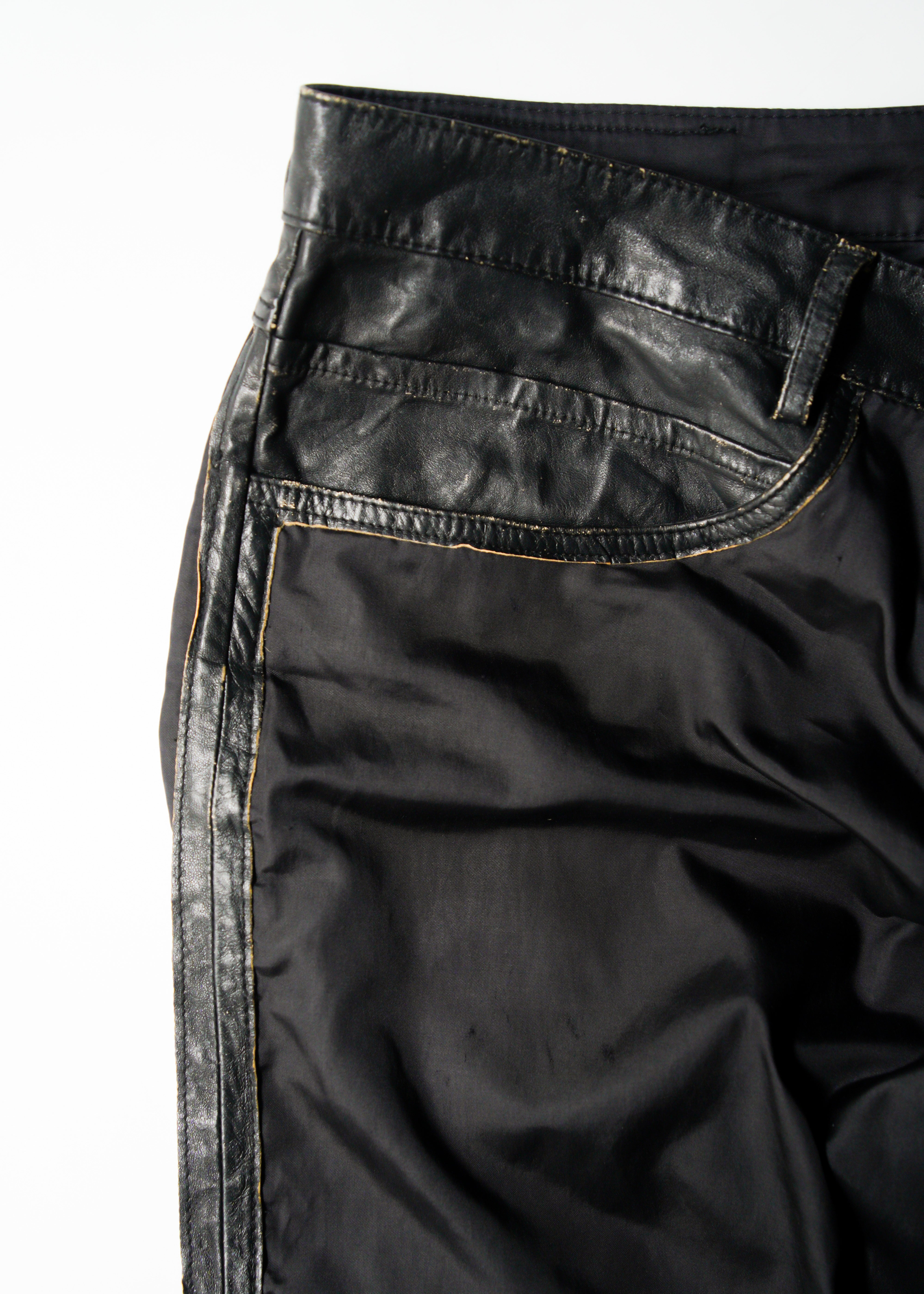 Martin Margiela 07SS switching leather nylon trousers