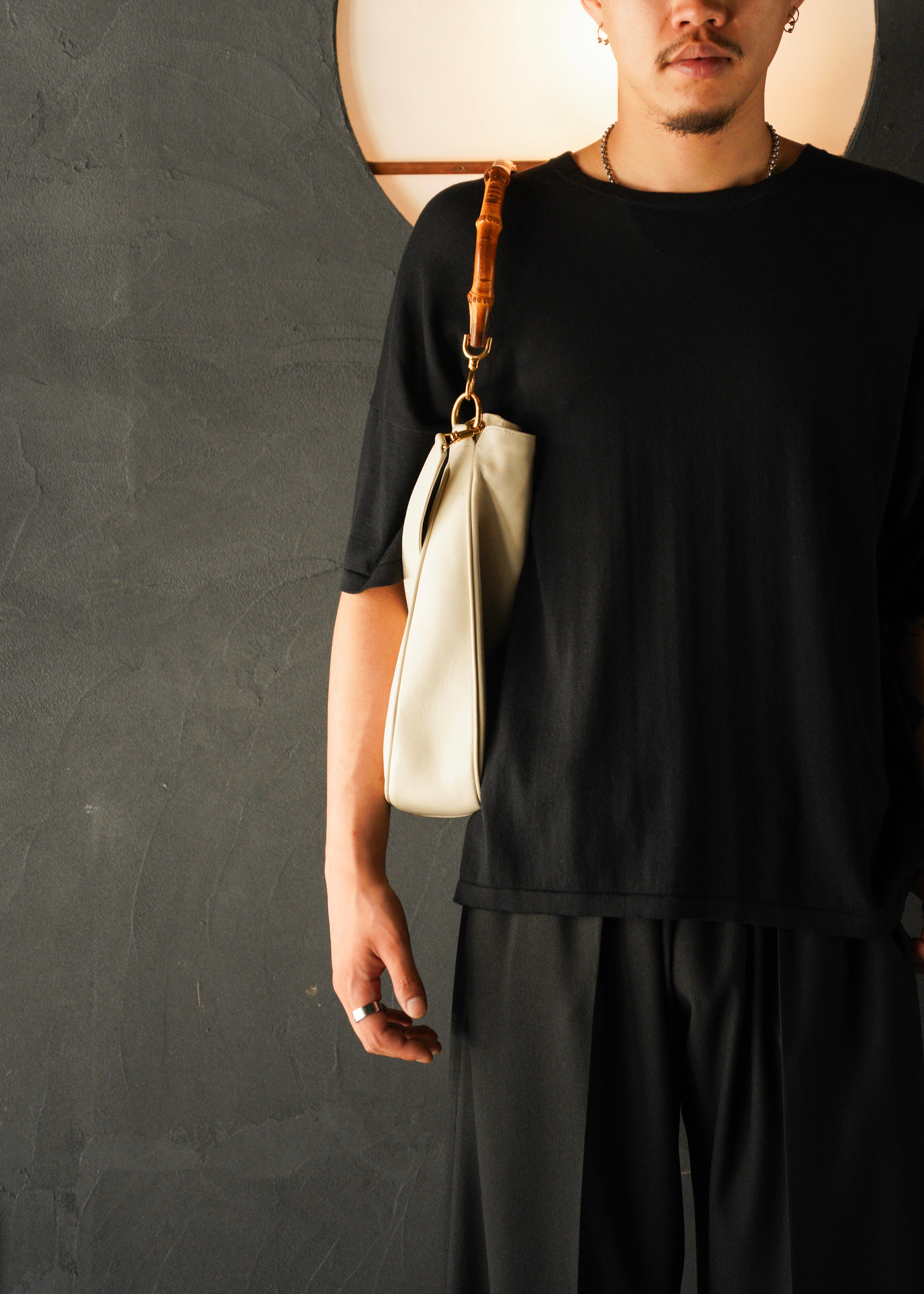 GUCCI bamboo handle 2 way leather shoulder bag