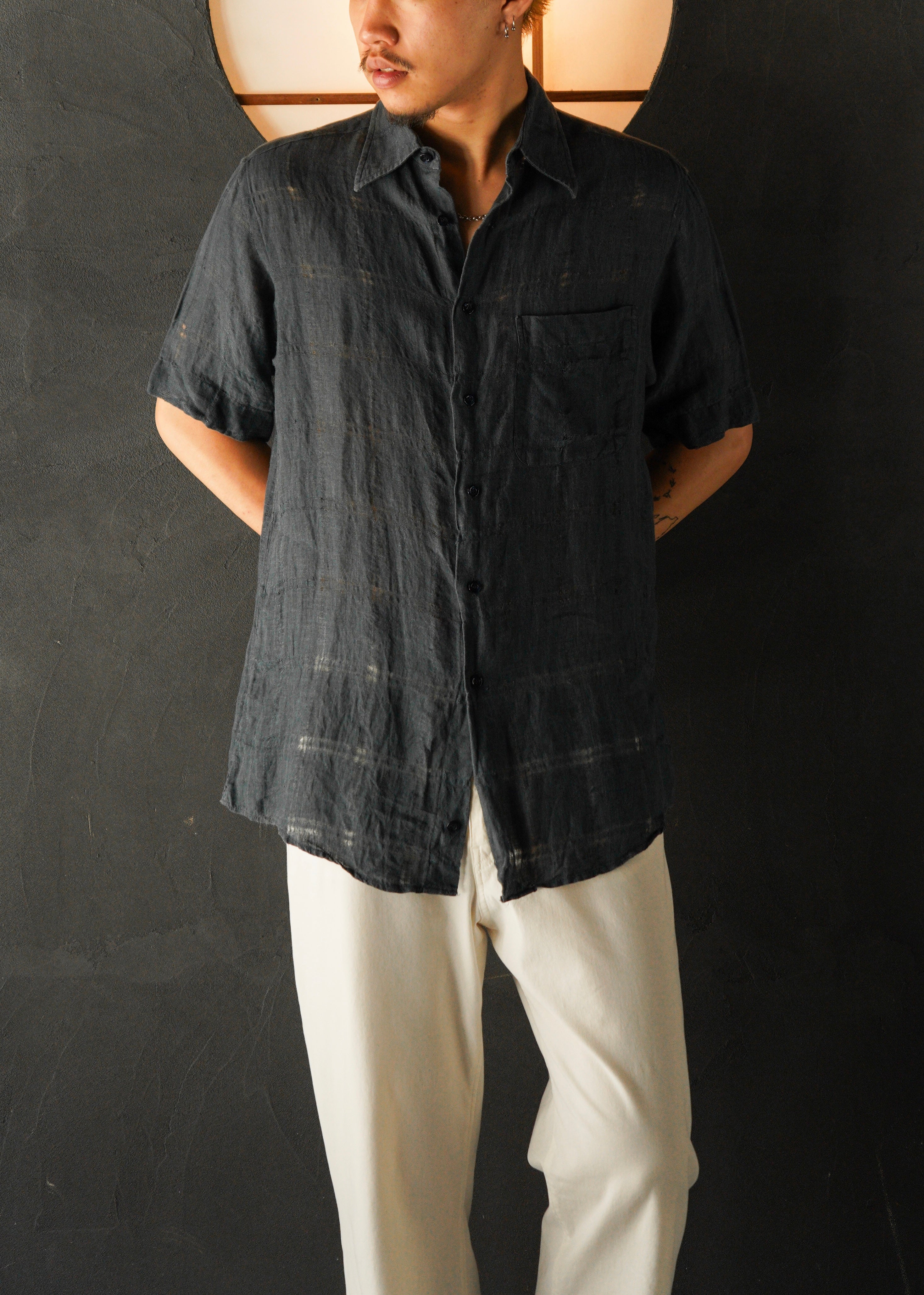 Ermenegildo Zegna regular collar half sleeve linen shirt