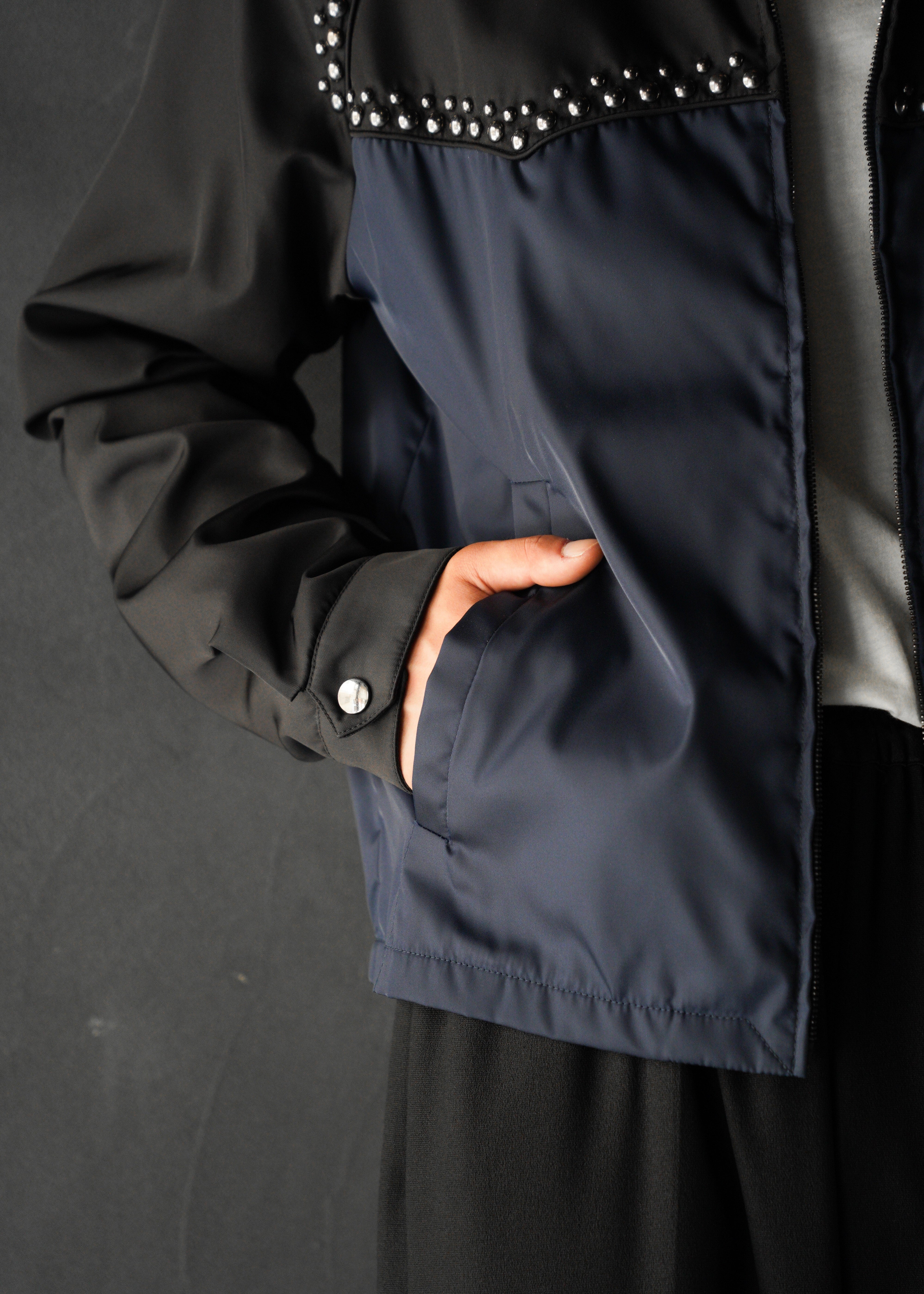 PRADA 12SS bicolor nylon studs blouson