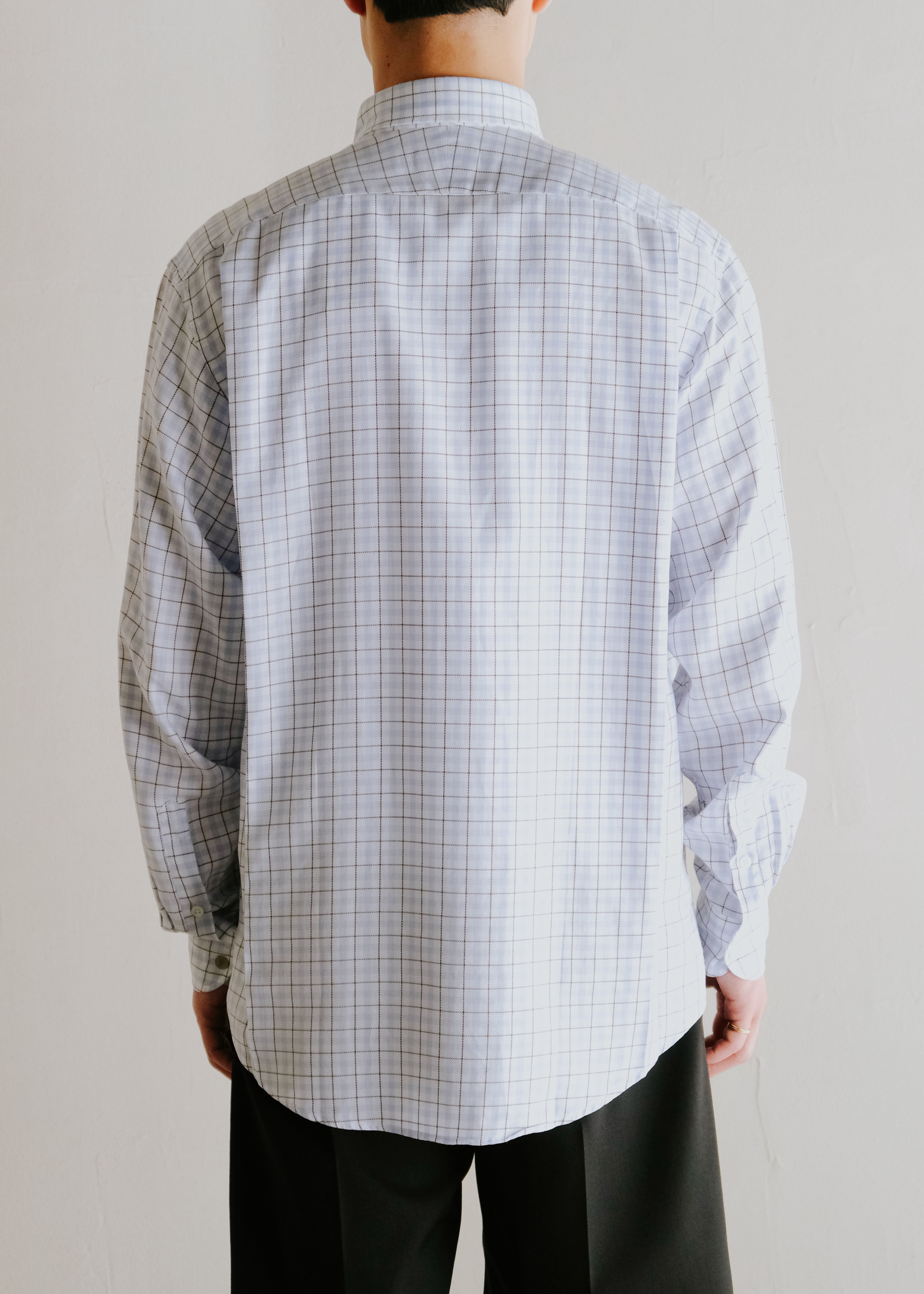 80-90's HERMÈS windowpane check button down shirt