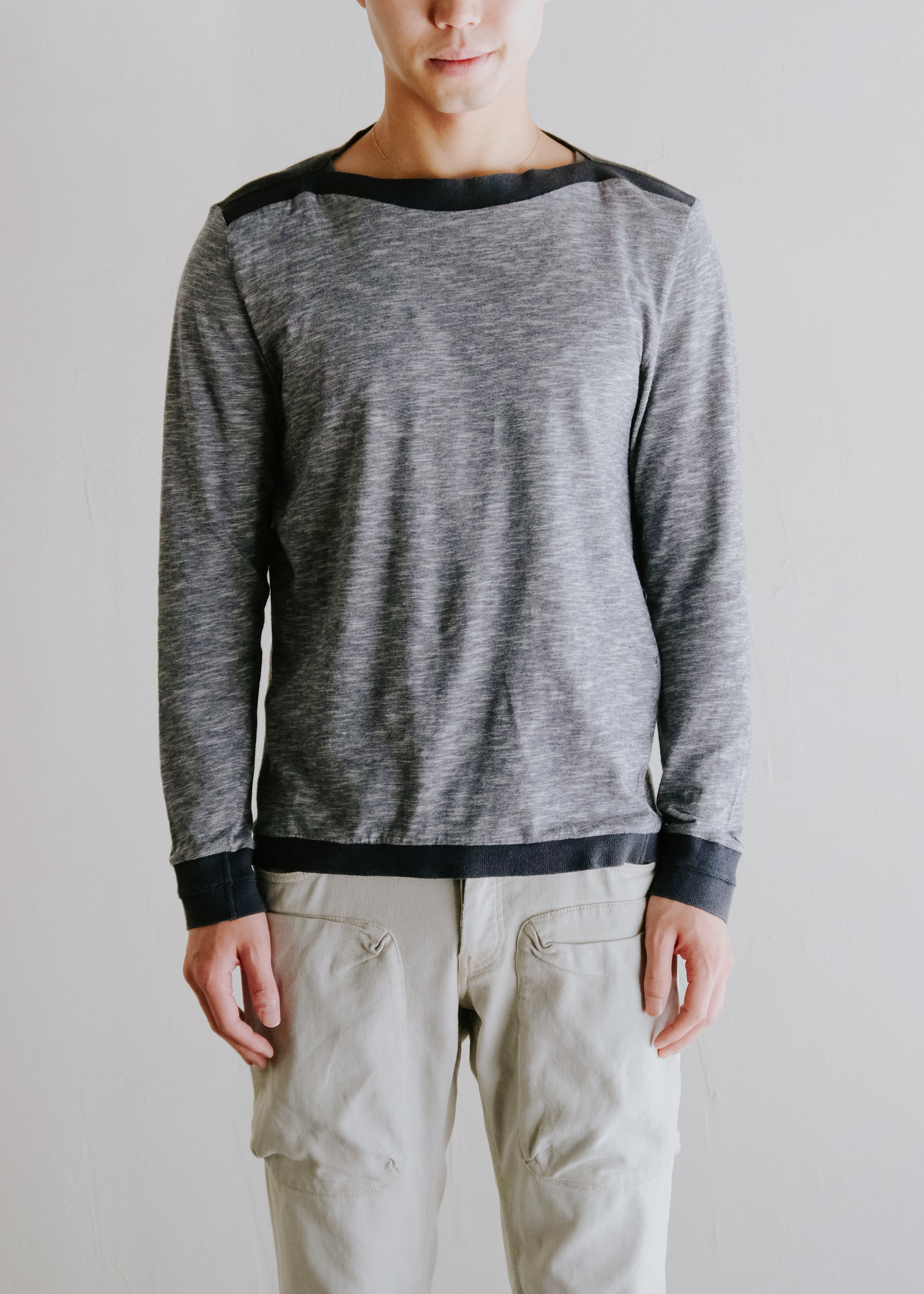 Maison Martin Margiela 11SS boat neck cotton bi-color knit
