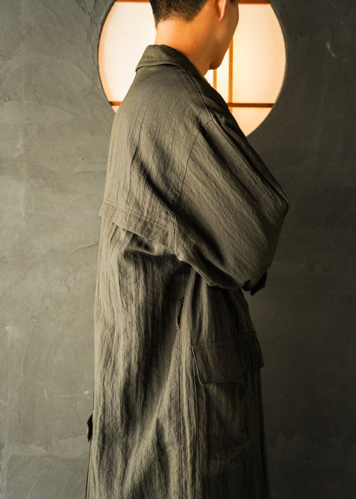 70-80’s GIORGIO ARMANI linen balmacaan coat