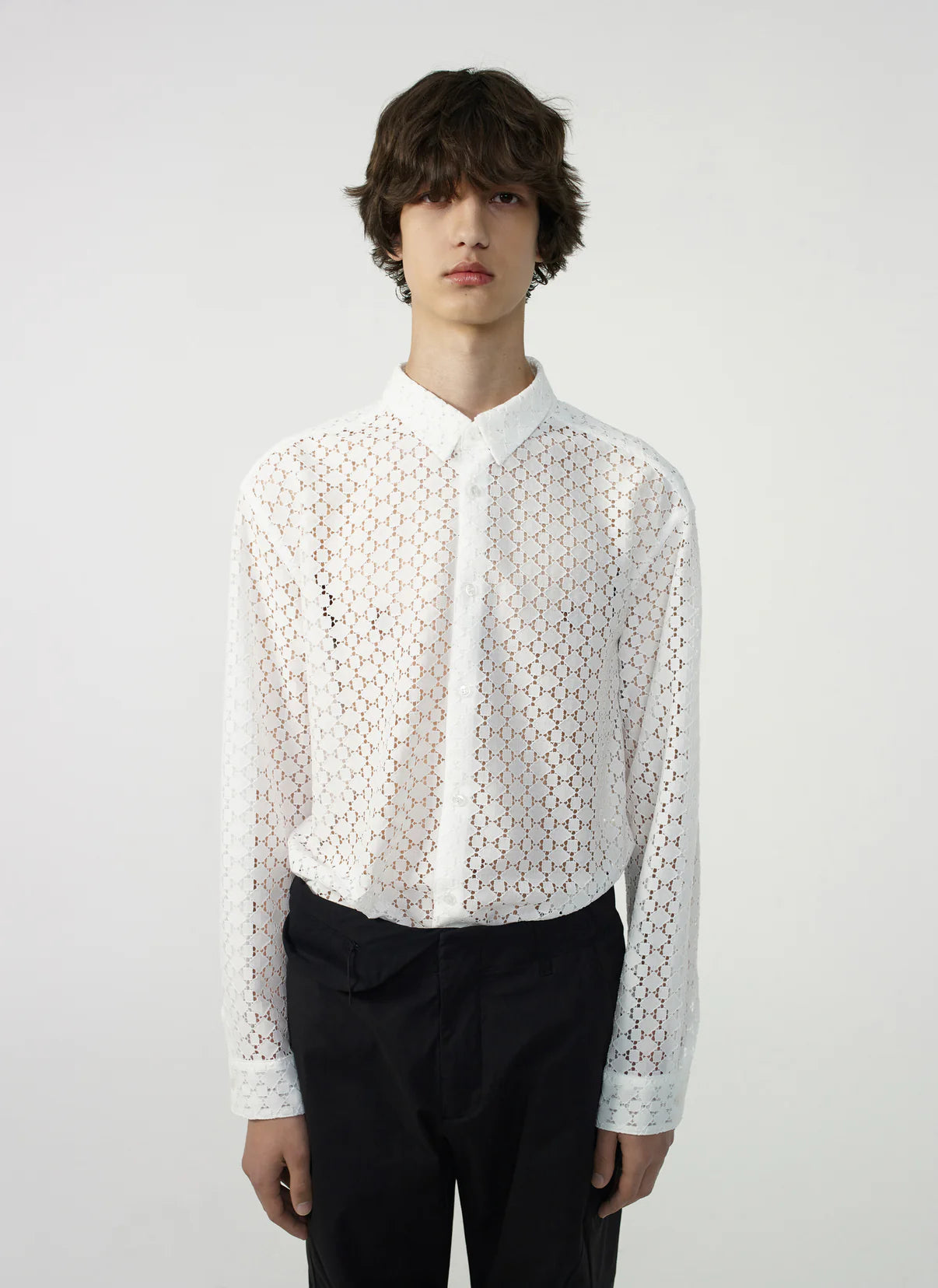 POST ARCHIVE FACTION 26SS Lace Shirt / White