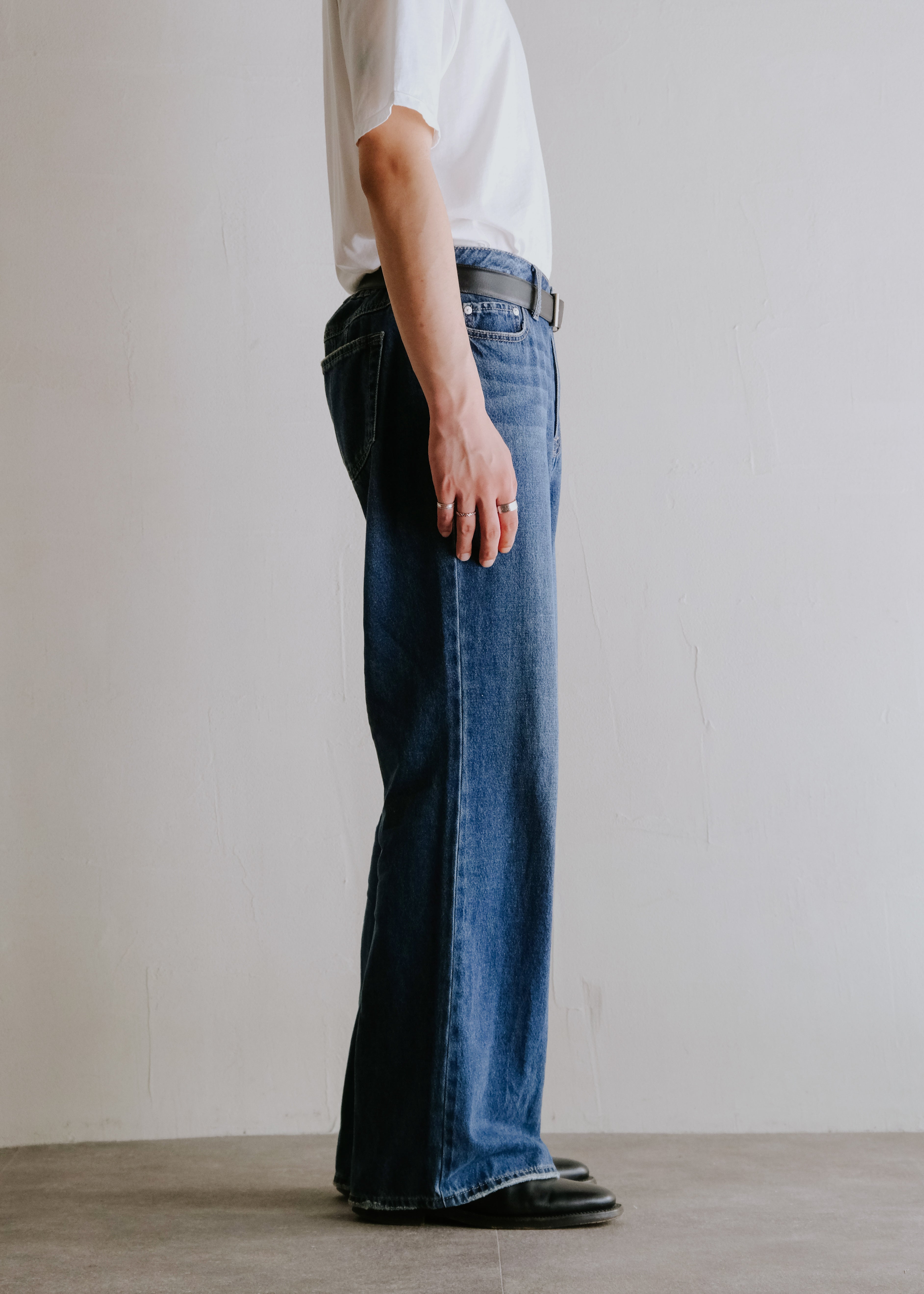 wide straight denim trousers