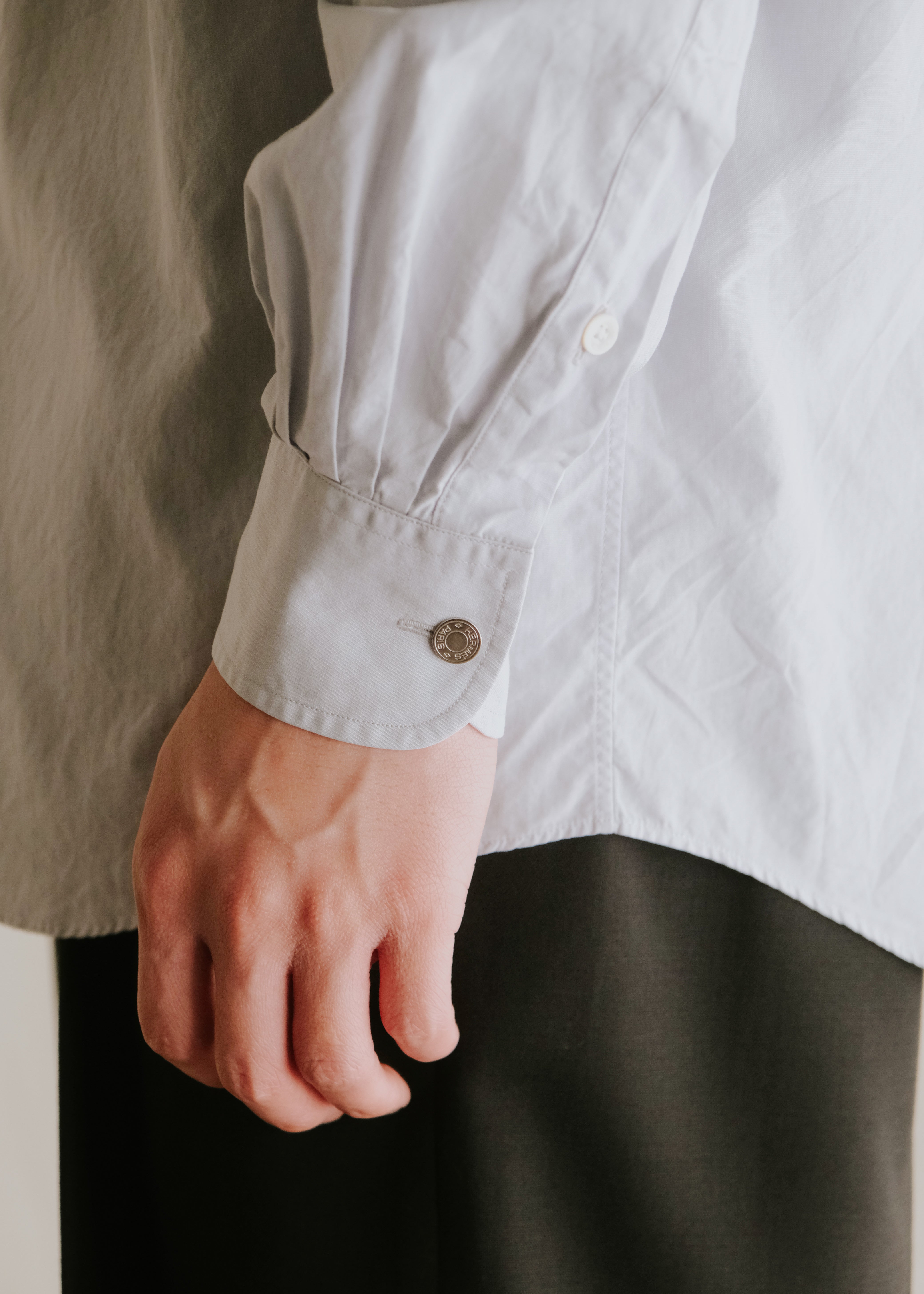80-90's HERMÈS windowpane check button down shirt
