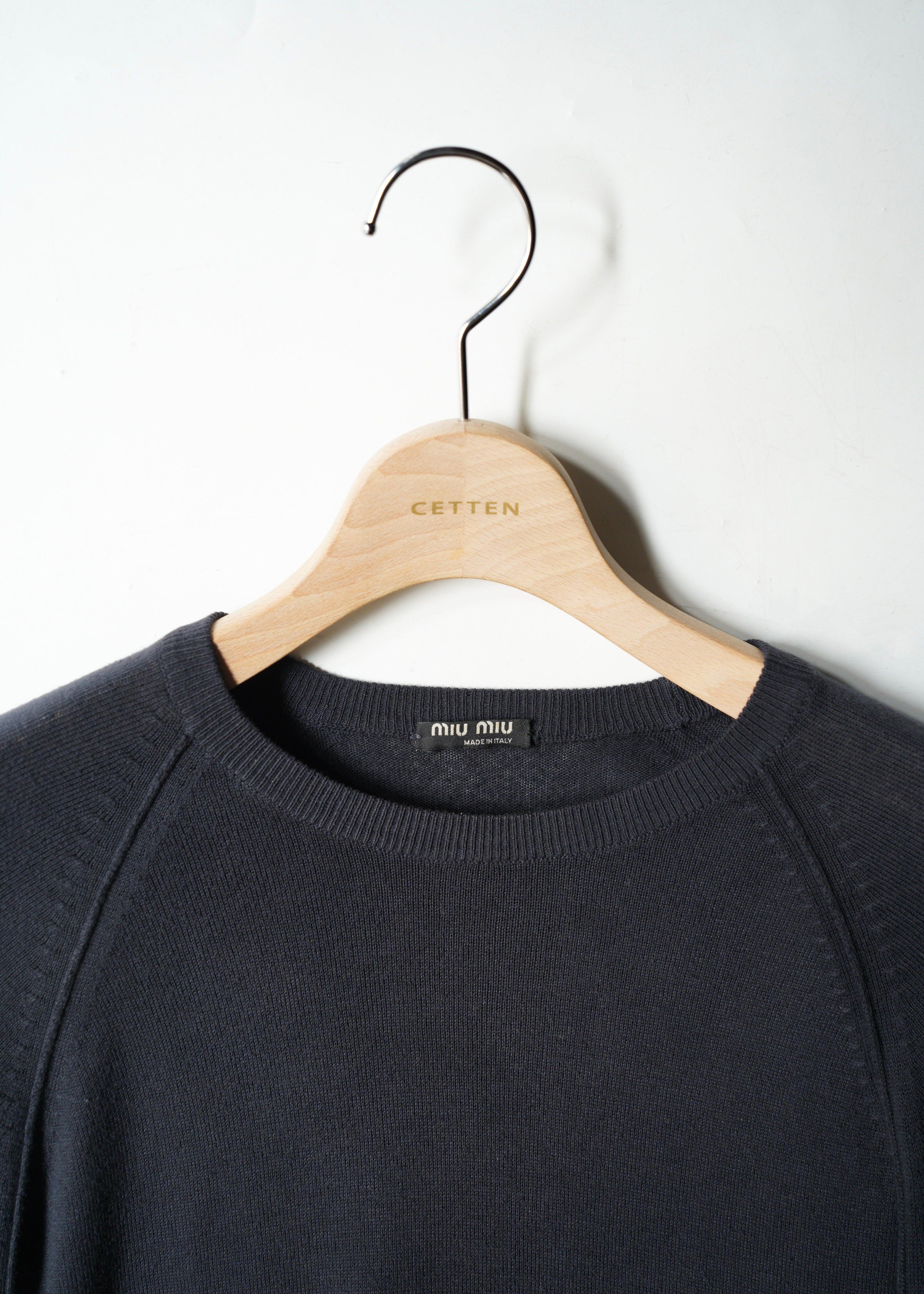 00’s MIU MIU raglan sleeve crew neck cotton knit