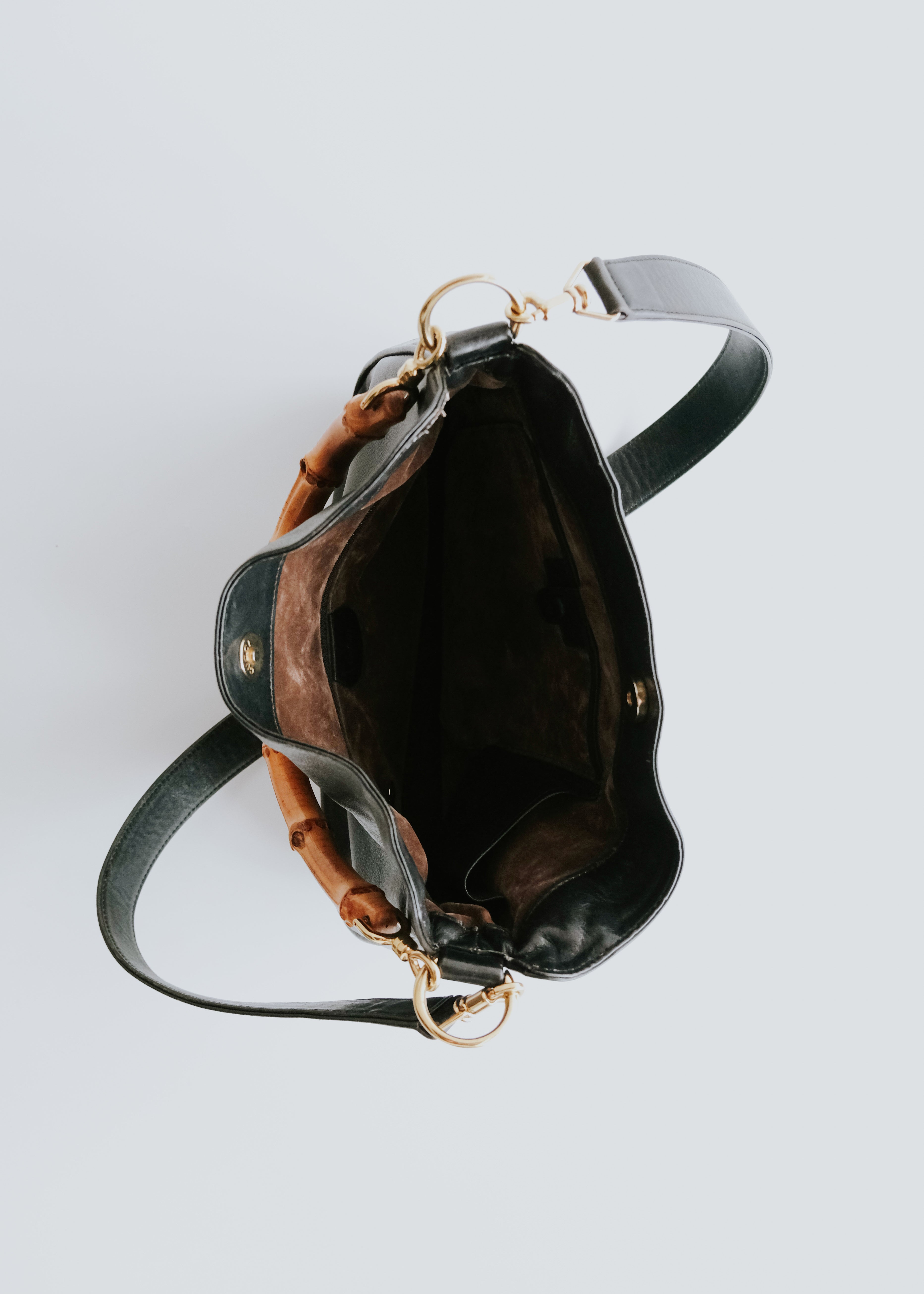 GUCCI 2way leather shoulder bag with bamboo handle