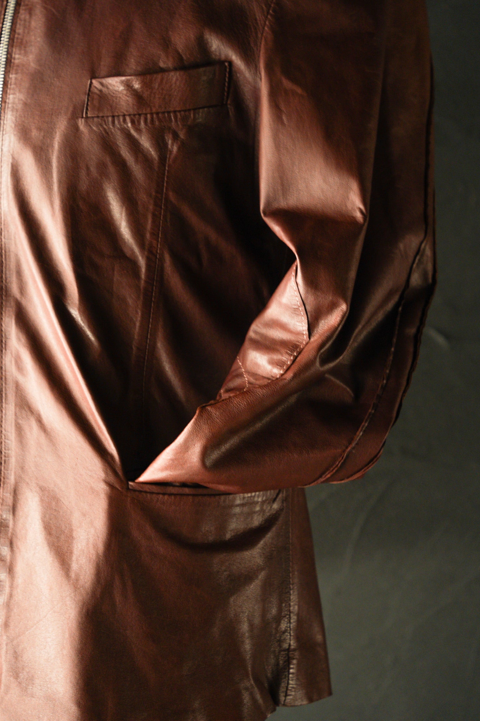 Paul Smith Asymmetrical Collar Leather Jacket in Burgundy
