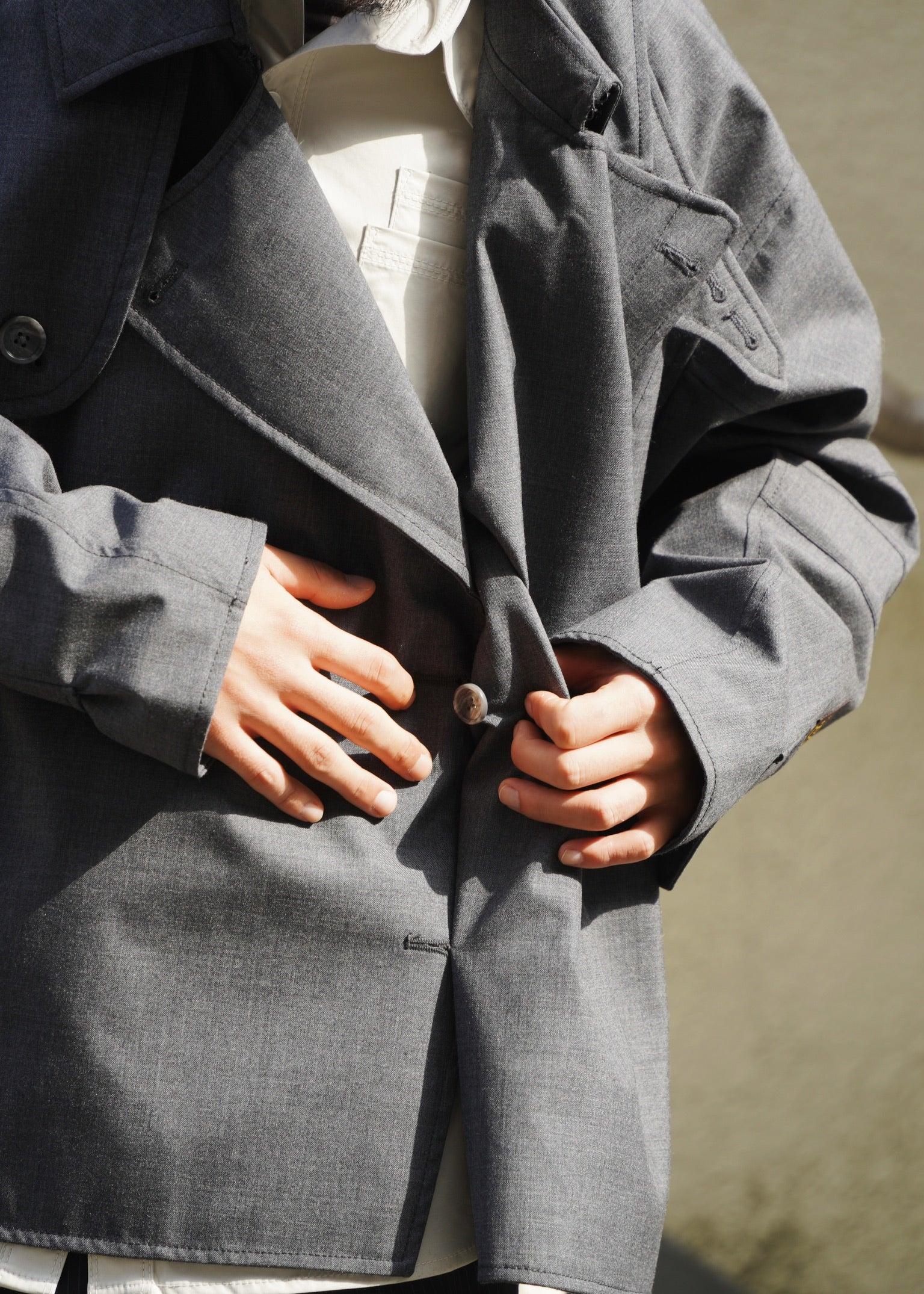 D.Nart.Ampta 25AW round cut short trench coat