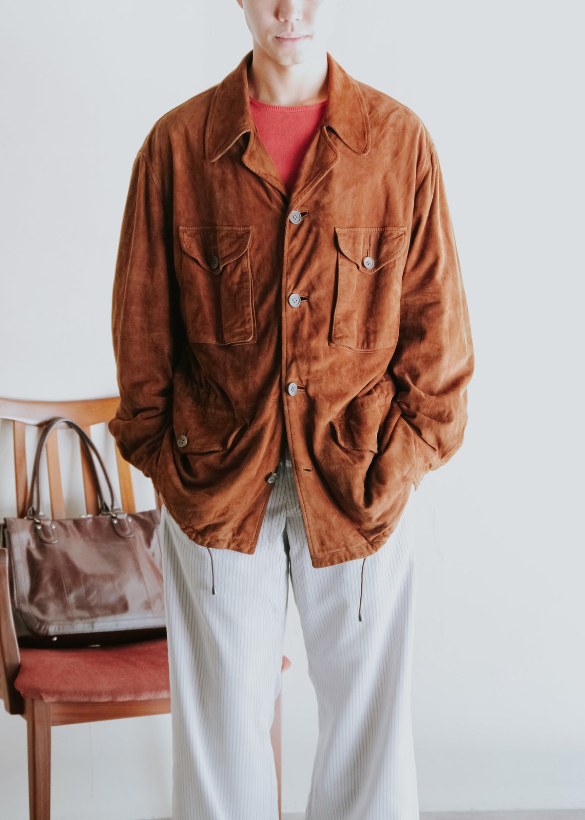 80's HUGO BOSS suede leather safari jacket