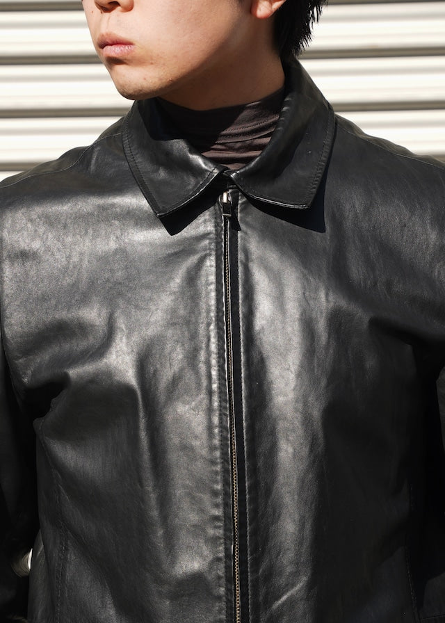 00's ARMANI EXCHANGE double zip leather jacket