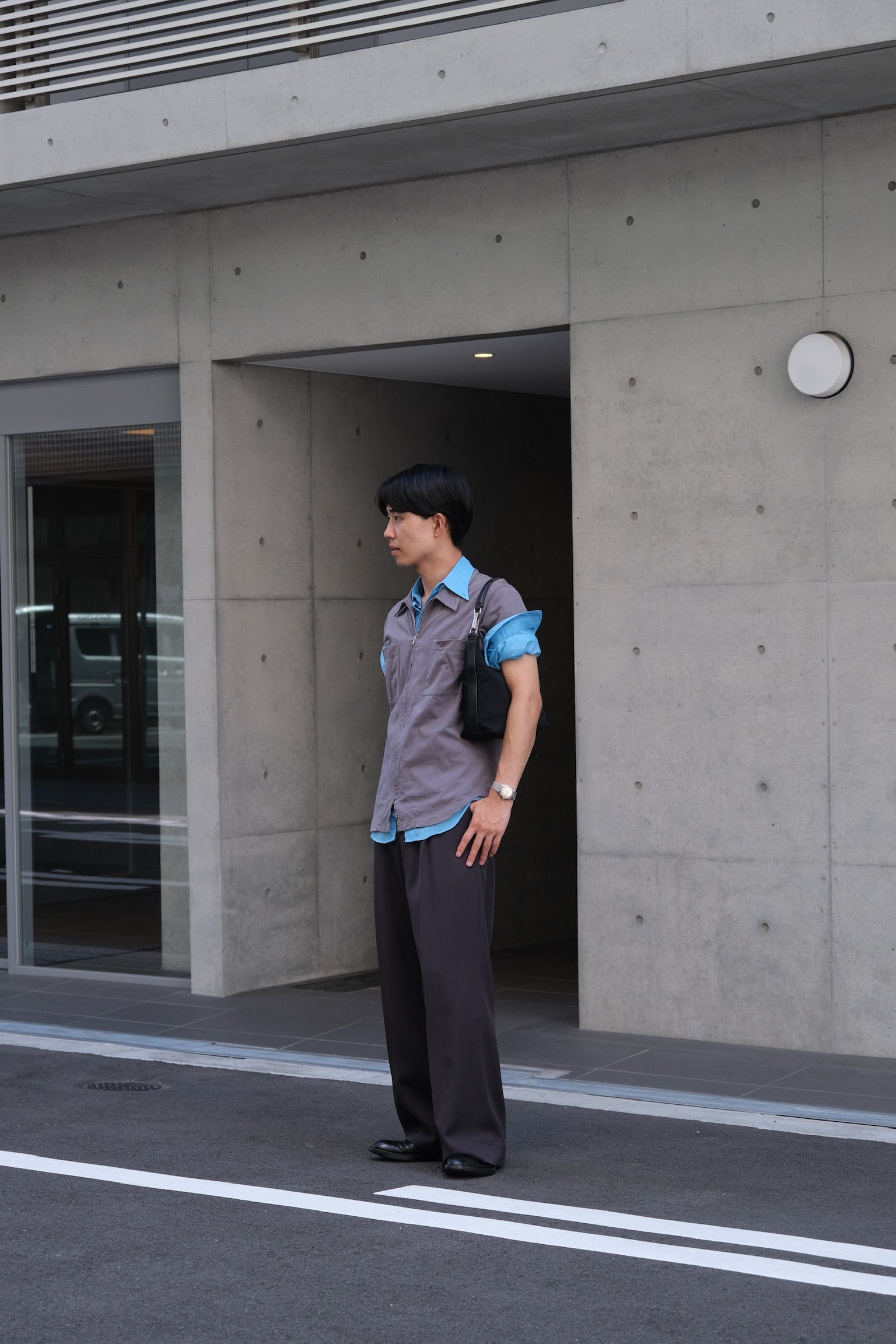 90's agnes b. homme half zip polo shirt