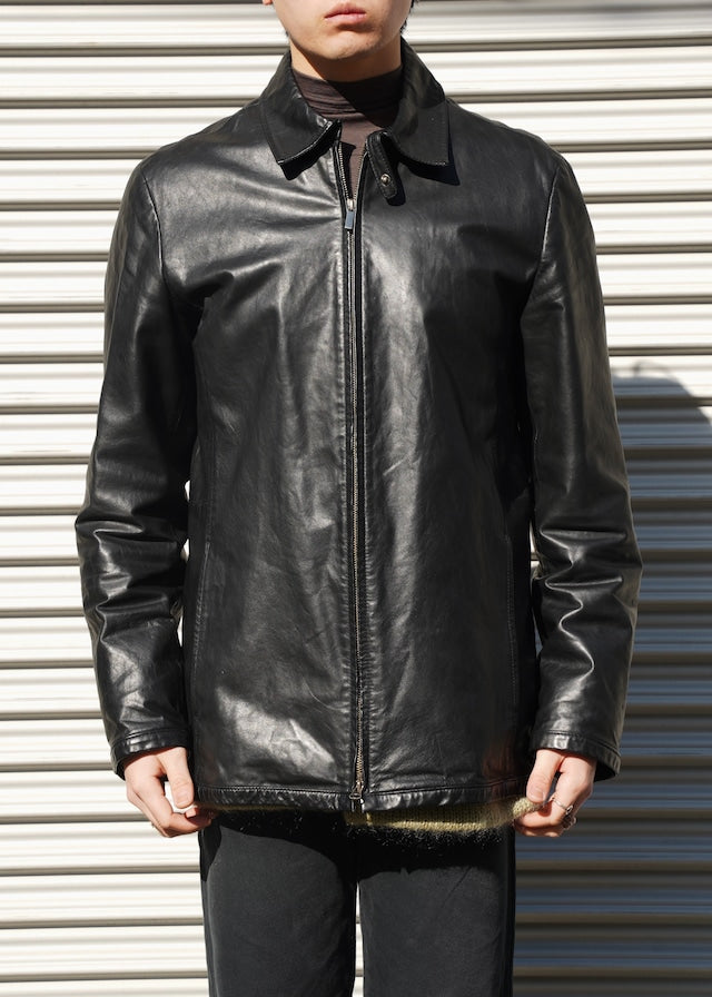 00's ARMANI EXCHANGE double zip leather jacket