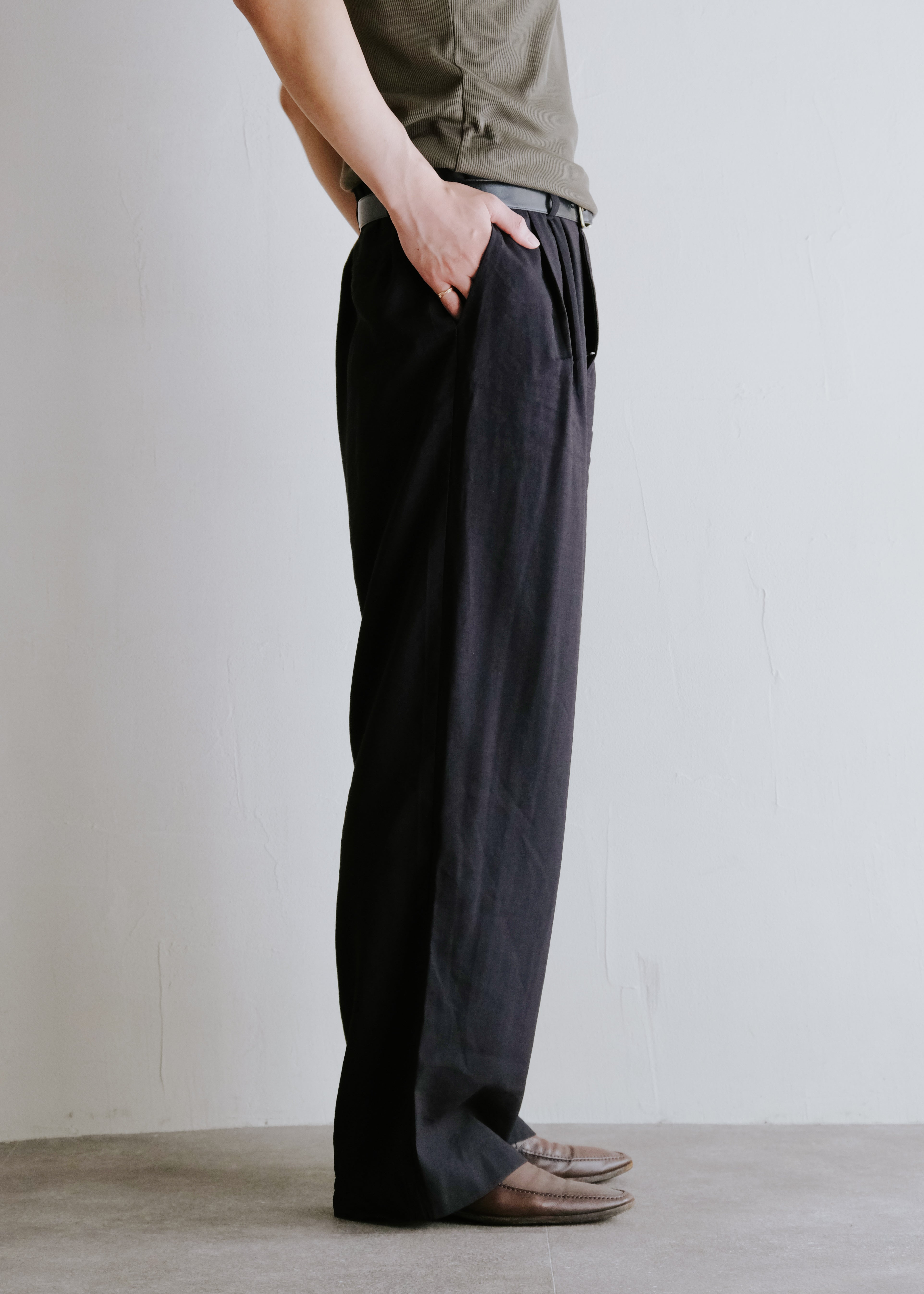 two tucked rayon slacks