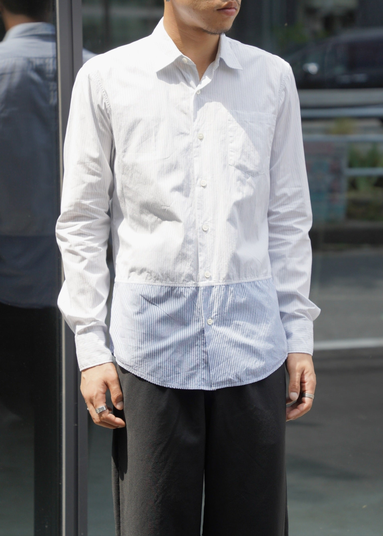 00's DRIES VAN NOTEN switching stripe shirt