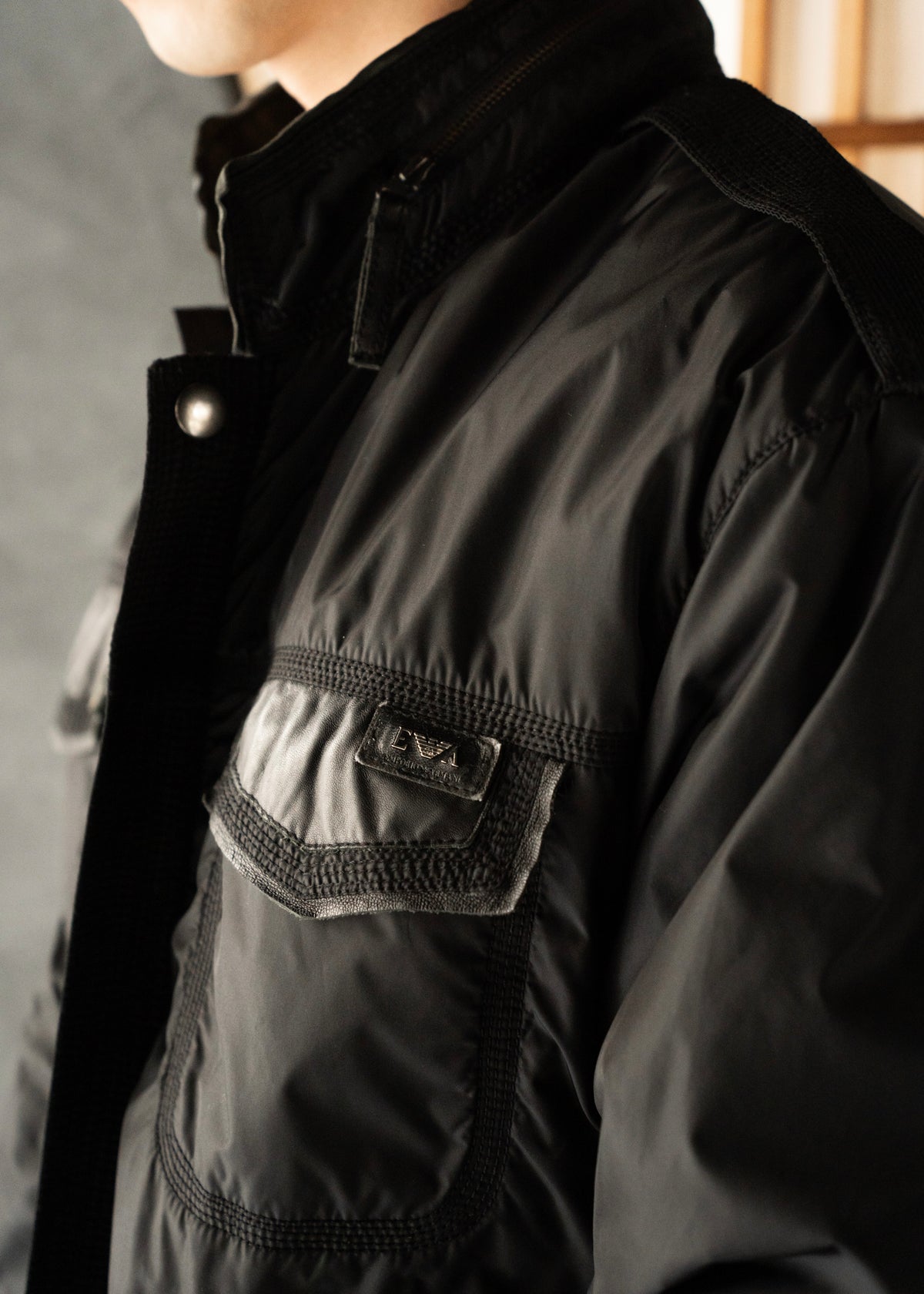 00’s EMPORIO ARMANI double zip up multi pocket nylon jacket